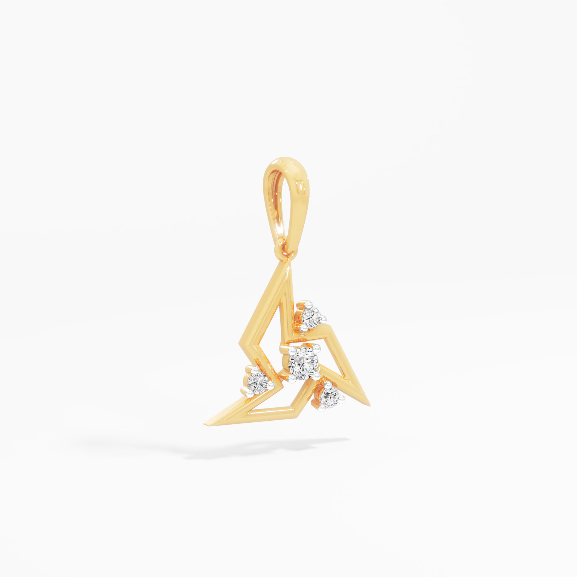 Ridge Gleam Diamond Pendant | Individual Pendant in 9KT Yellow Gold (Diamond Quality: FG-VVS VS)