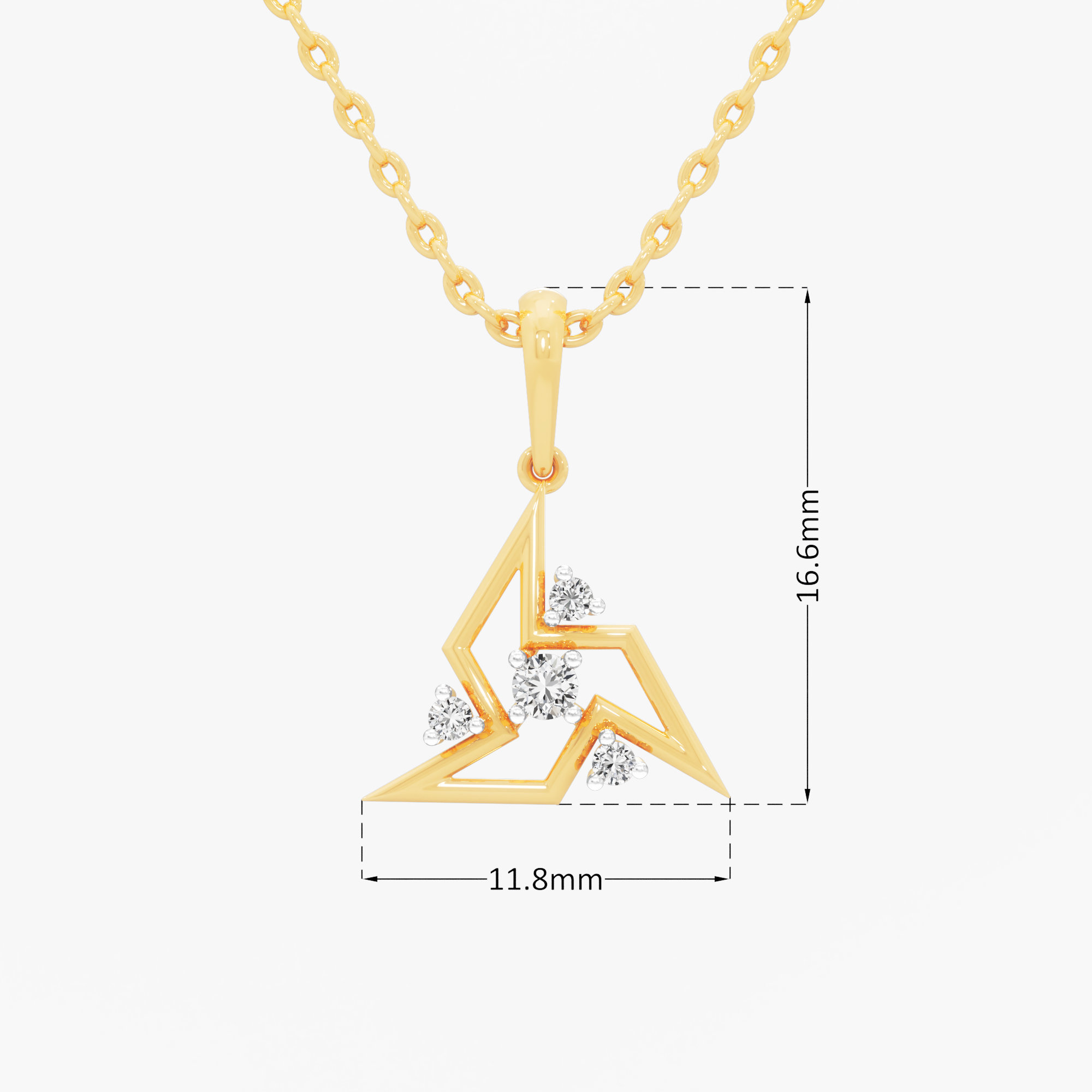 Ridge Gleam Diamond Pendant | Individual Pendant in 9KT Yellow Gold (Diamond Quality: FG-VVS VS)