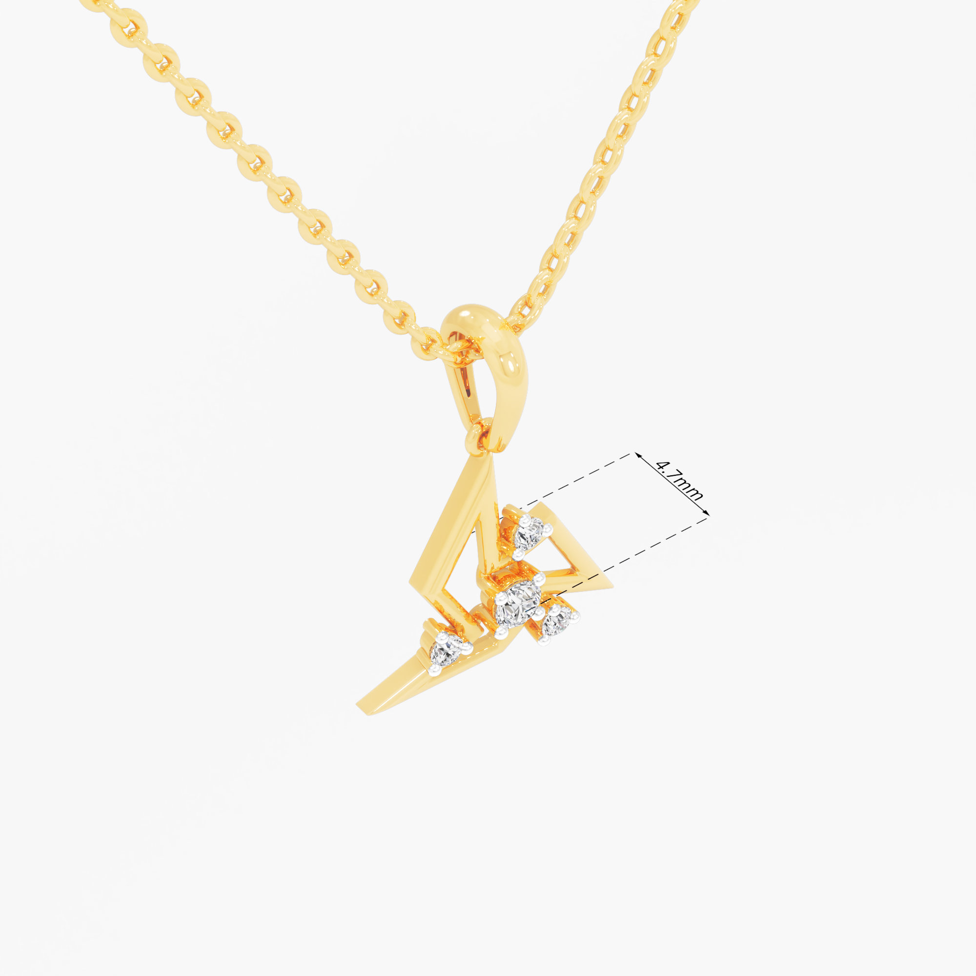 Ridge Gleam Diamond Pendant | Individual Pendant in 9KT Yellow Gold (Diamond Quality: FG-VVS VS)
