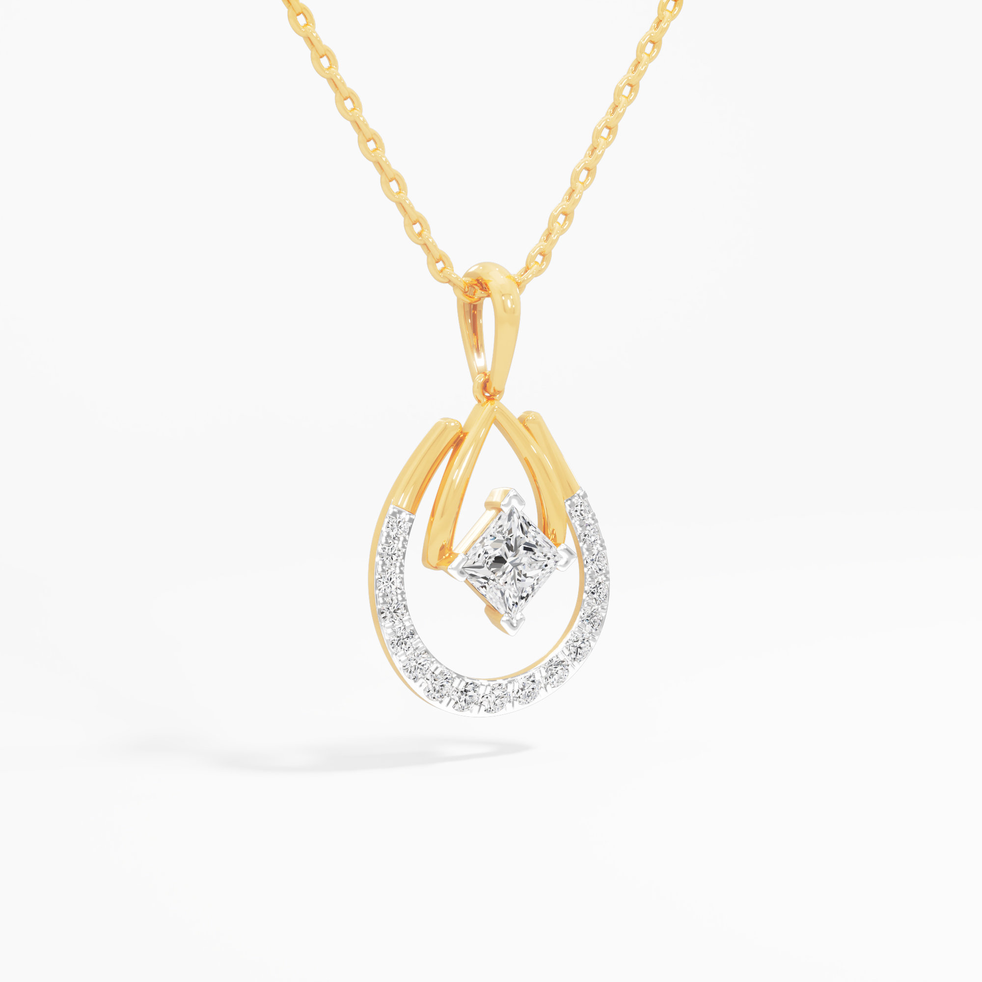 Radiant Curve Diamond Pendant | Chain Available Separately in 9KT Yellow Gold (Diamond Quality: EF-VVS)