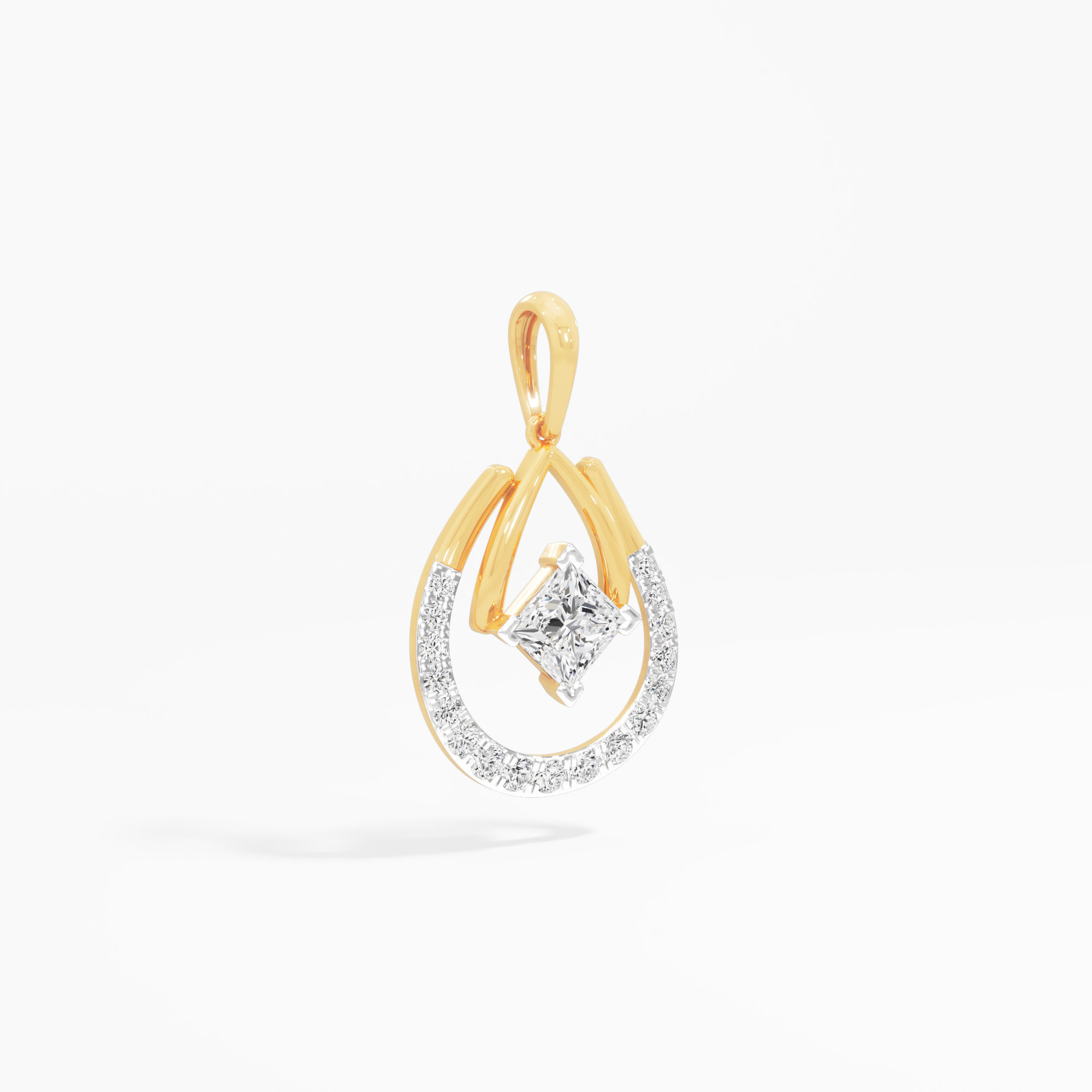 Radiant Curve Diamond Pendant | Chain Available Separately in 9KT Yellow Gold (Diamond Quality: EF-VVS)
