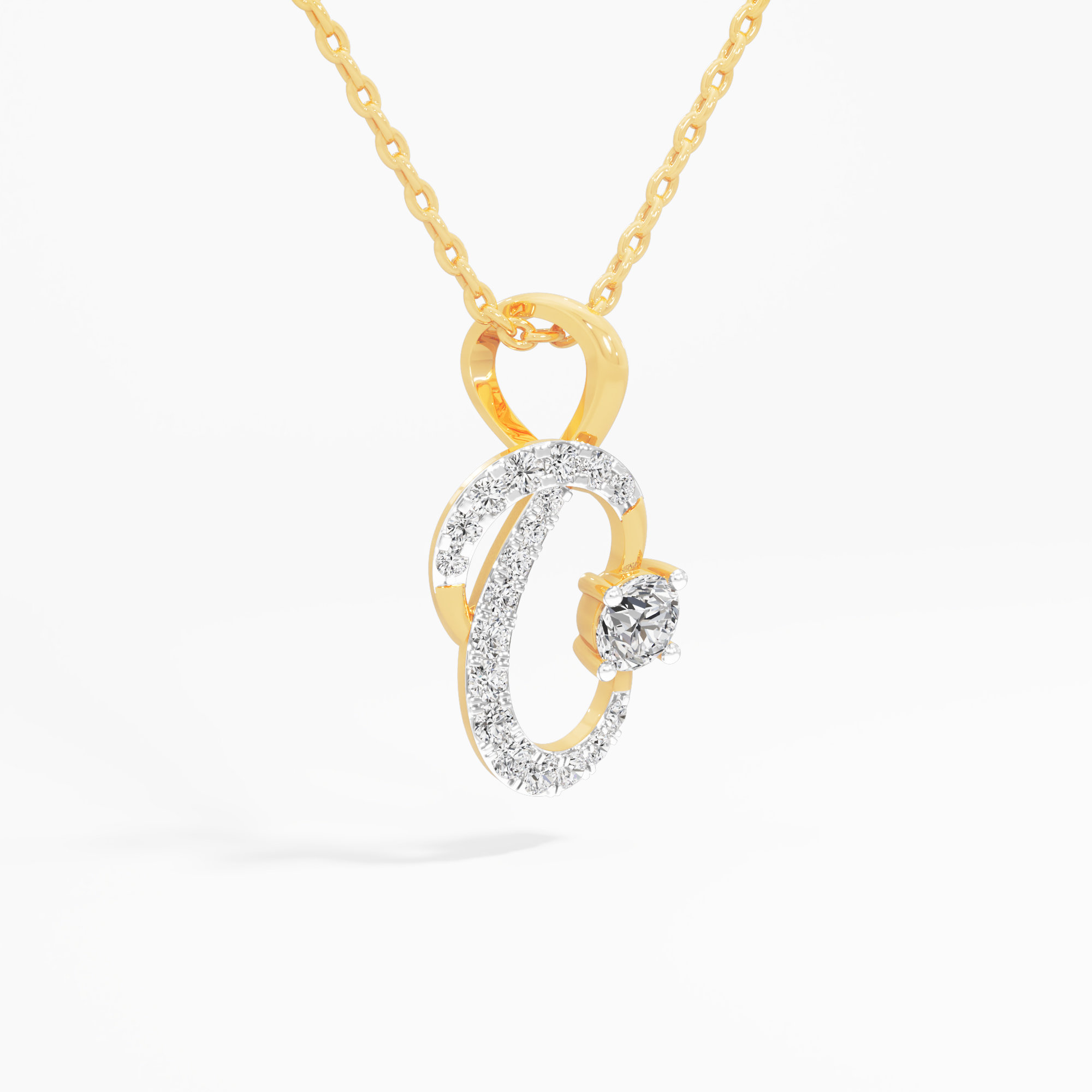 Lyrical Loop Charms Pendants | Pendant Only (Chain Sold Separately) in 9KT Yellow Gold (Diamond Quality: EF-VVS)