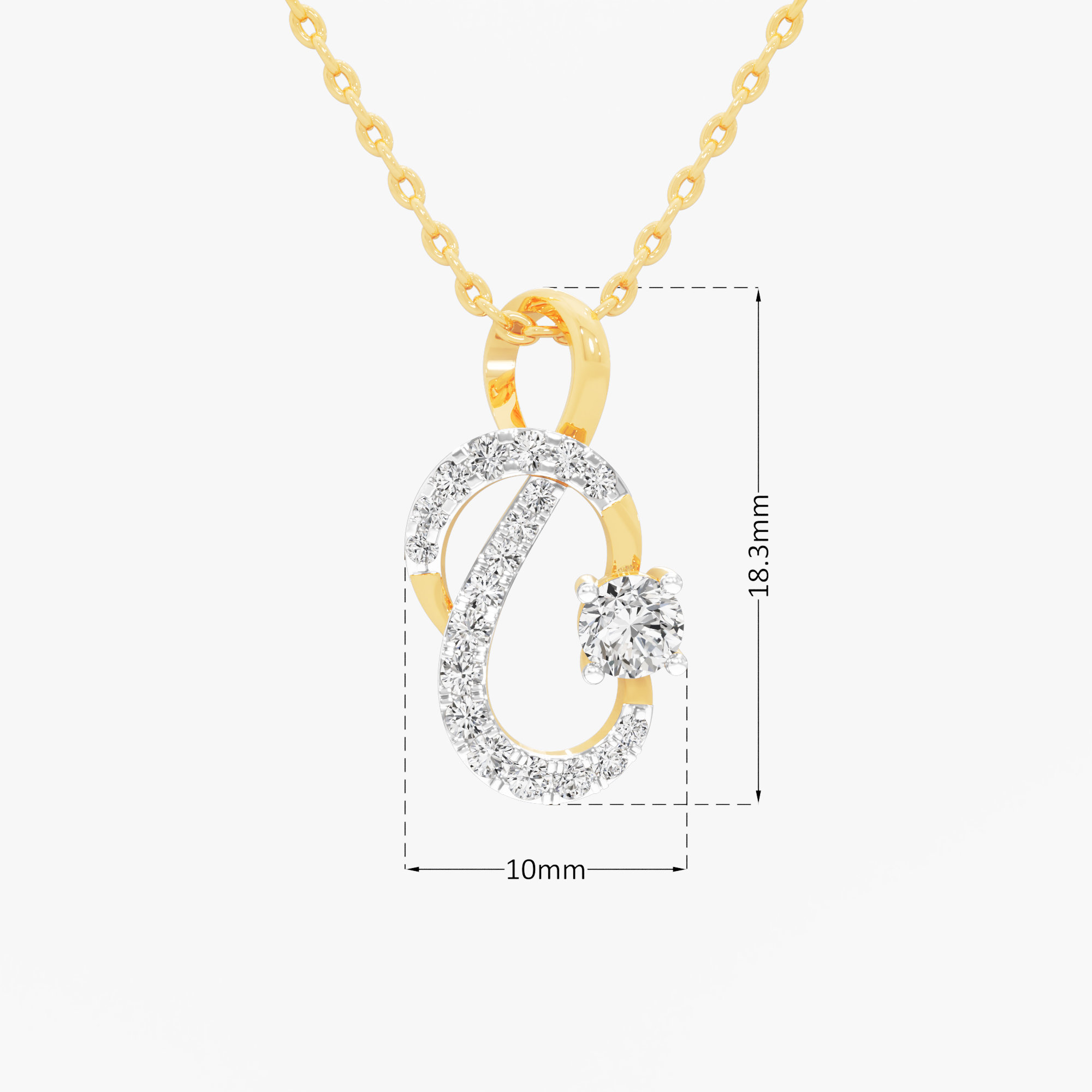 Lyrical Loop Charms Pendants | Pendant Only (Chain Sold Separately) in 9KT Yellow Gold (Diamond Quality: EF-VVS)