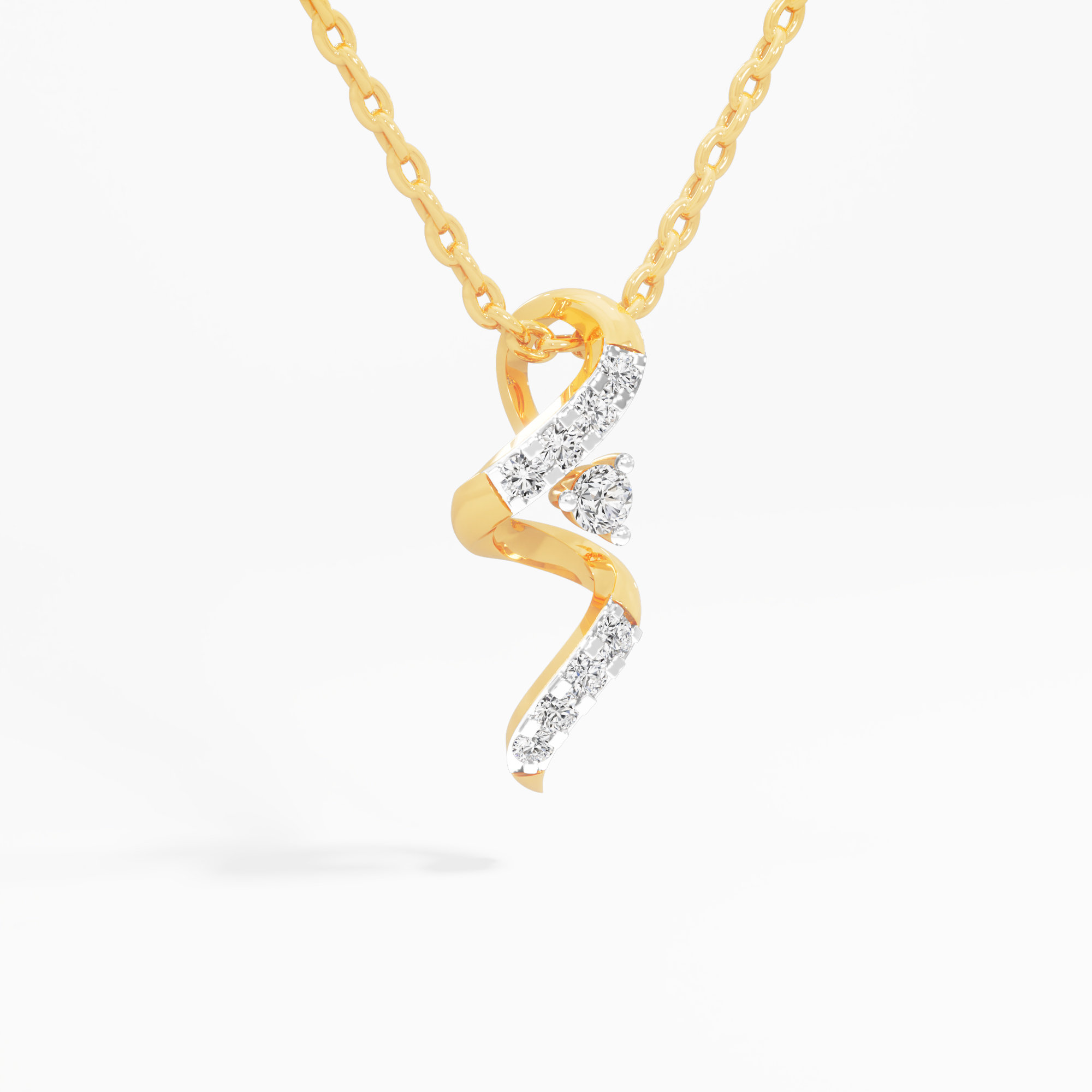 Woven Radiance Diamond Pendant in 9KT Yellow Gold (Diamond Quality: FG-VVS VS)
