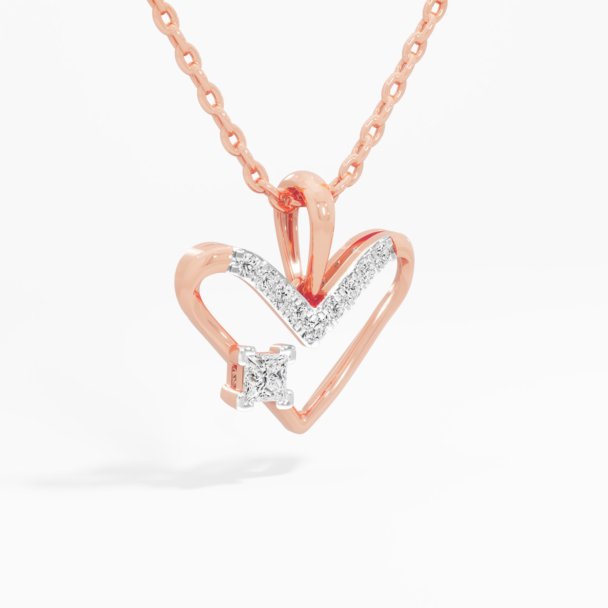 Sparkling Embrace Charms Pendants | Chain Available Separately in 9KT Rose Gold (Diamond Quality: FG-VVS VS)