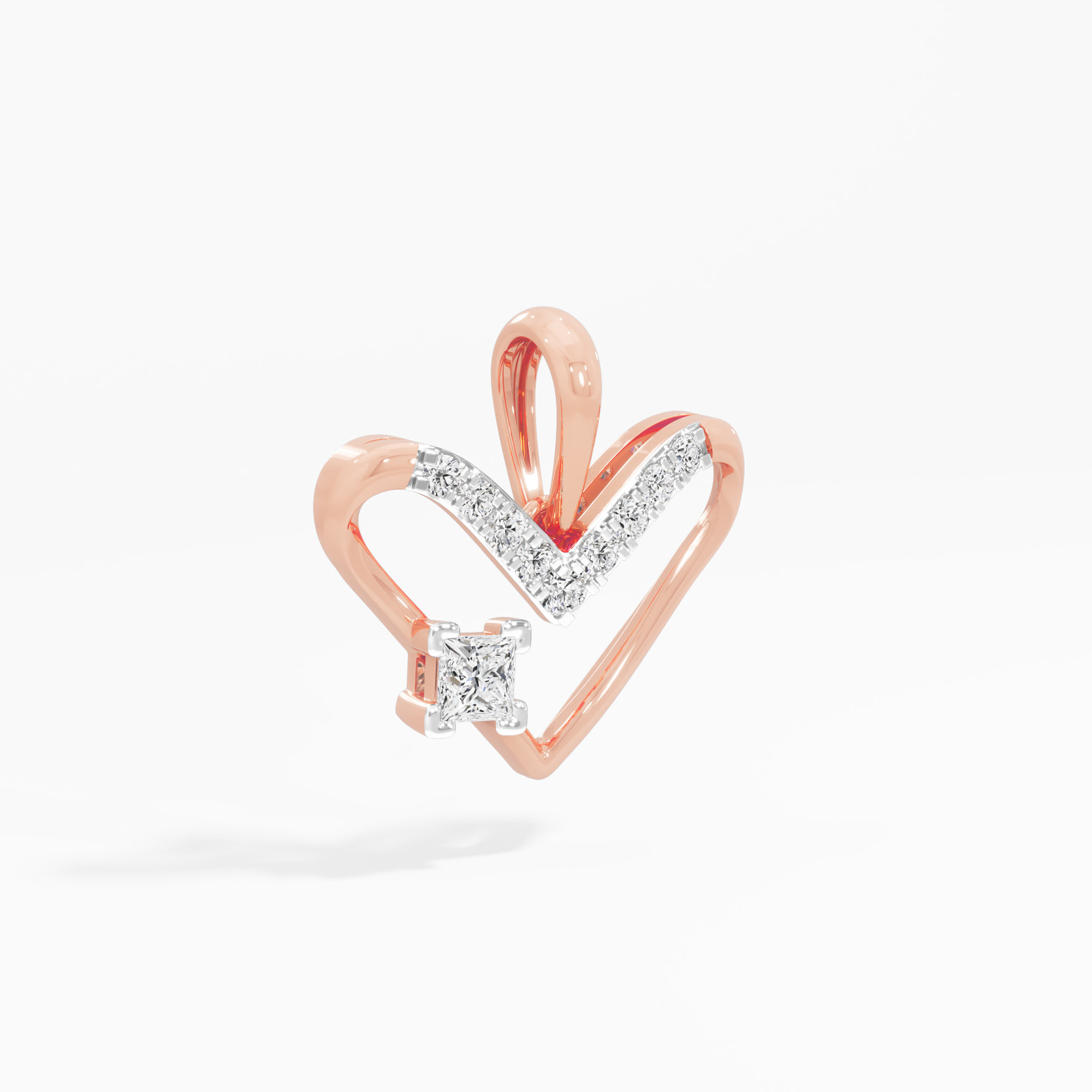 Sparkling Embrace Charms Pendants | Chain Available Separately in 9KT Rose Gold (Diamond Quality: FG-VVS VS)