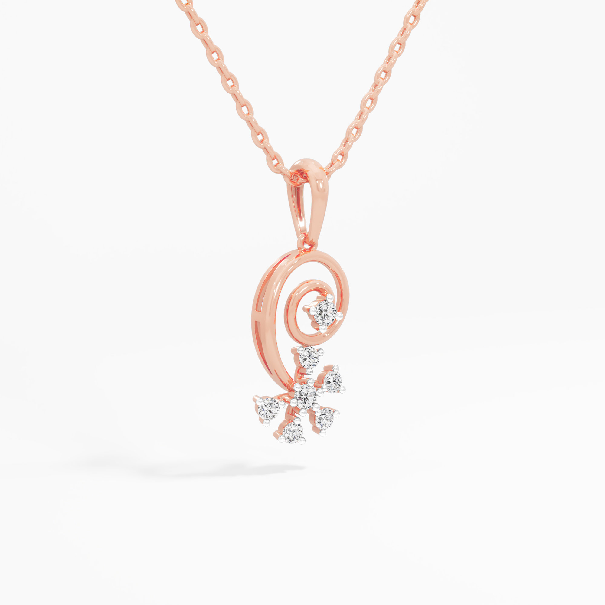 Glimmering Spiral Drops Pendants | Pendant Only in 9KT Rose Gold (Diamond Quality: EF-VVS VS)