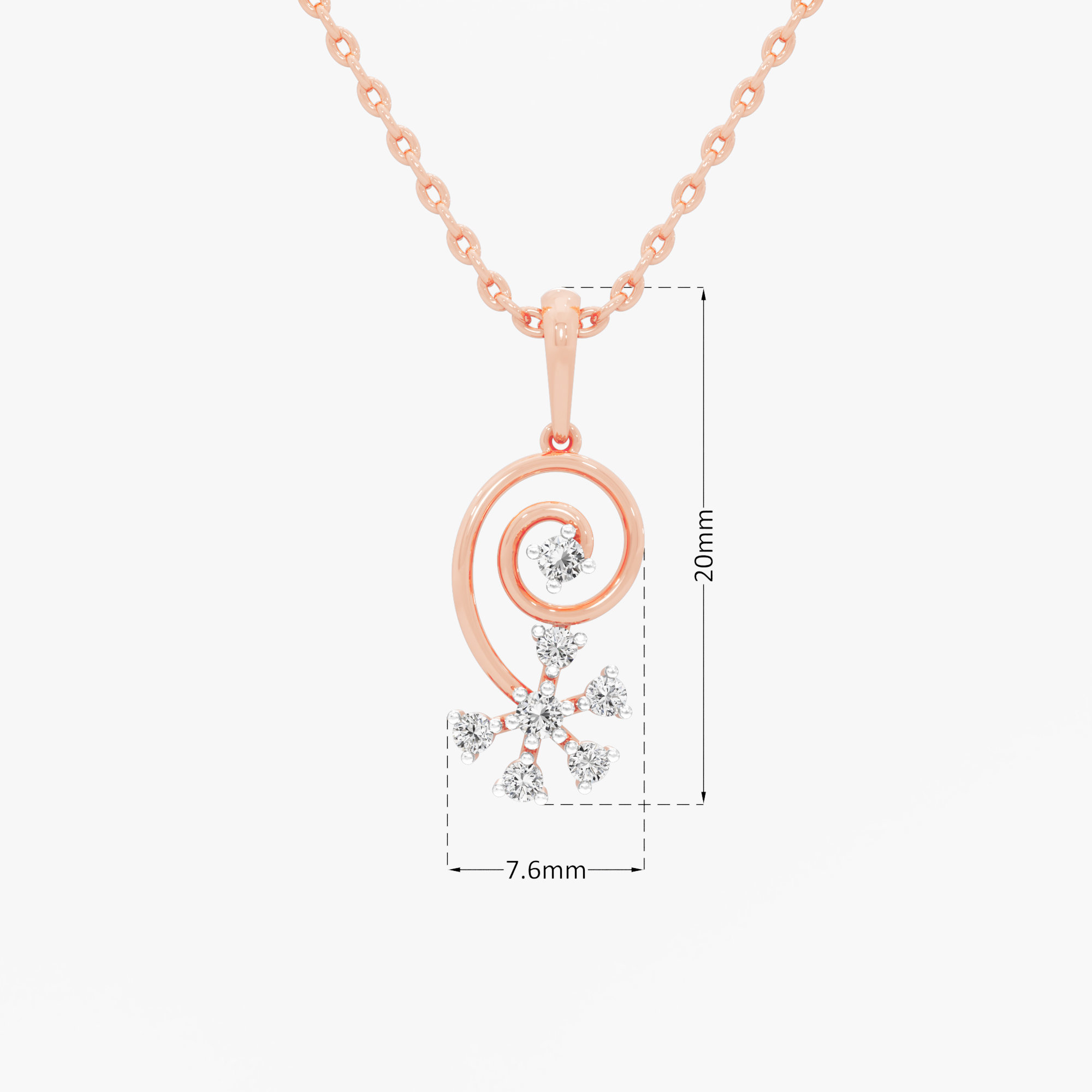 Glimmering Spiral Drops Pendants | Pendant Only in 9KT Rose Gold (Diamond Quality: EF-VVS VS)