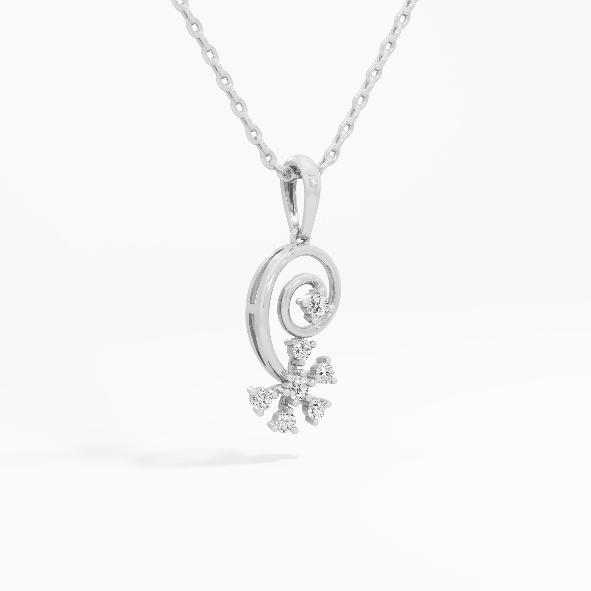Glimmering Spiral Drops Pendants | Individual Pendant in 9KT White Gold (Diamond Quality: EF-VVS VS)