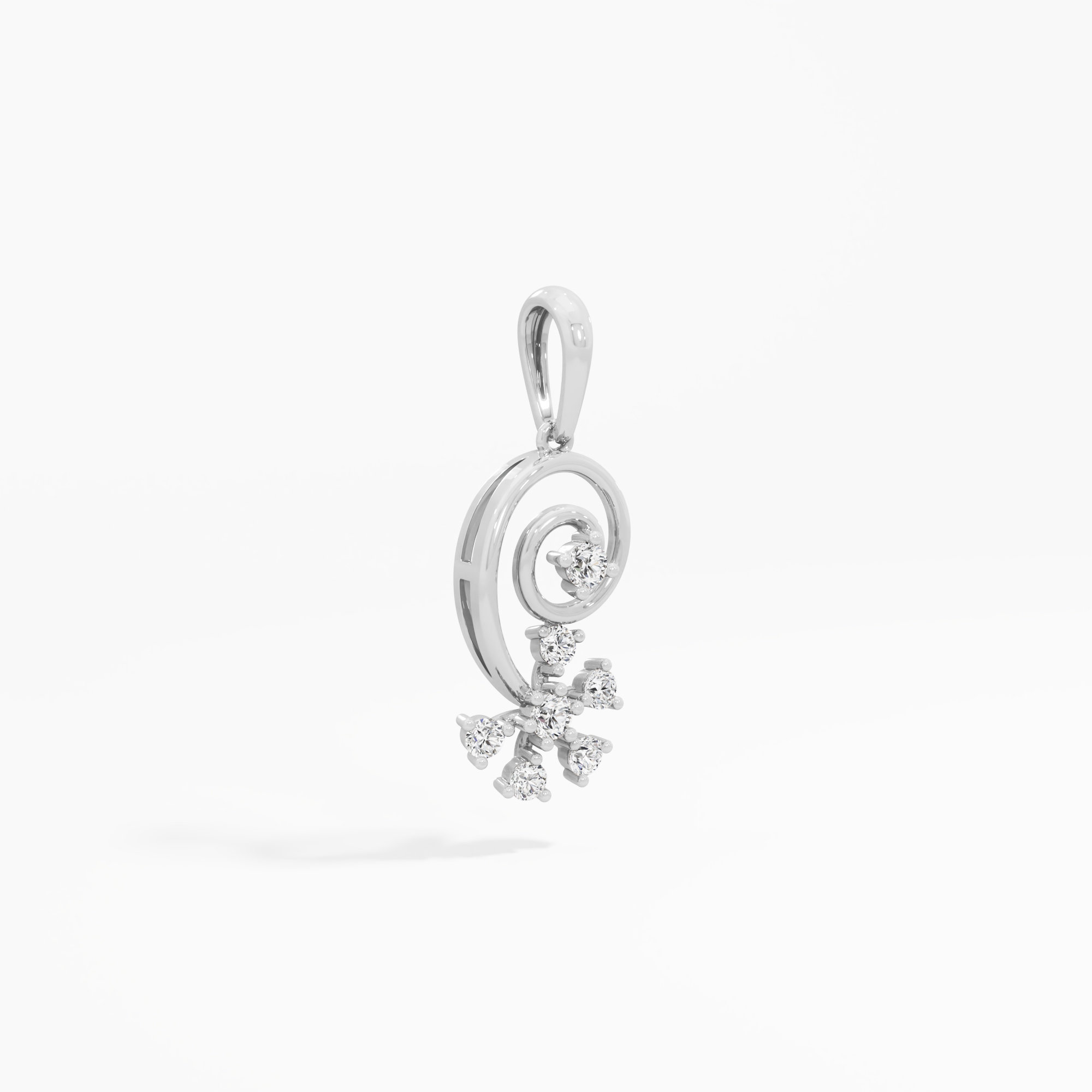 Glimmering Spiral Drops Pendants | Individual Pendant in 9KT White Gold (Diamond Quality: EF-VVS VS)
