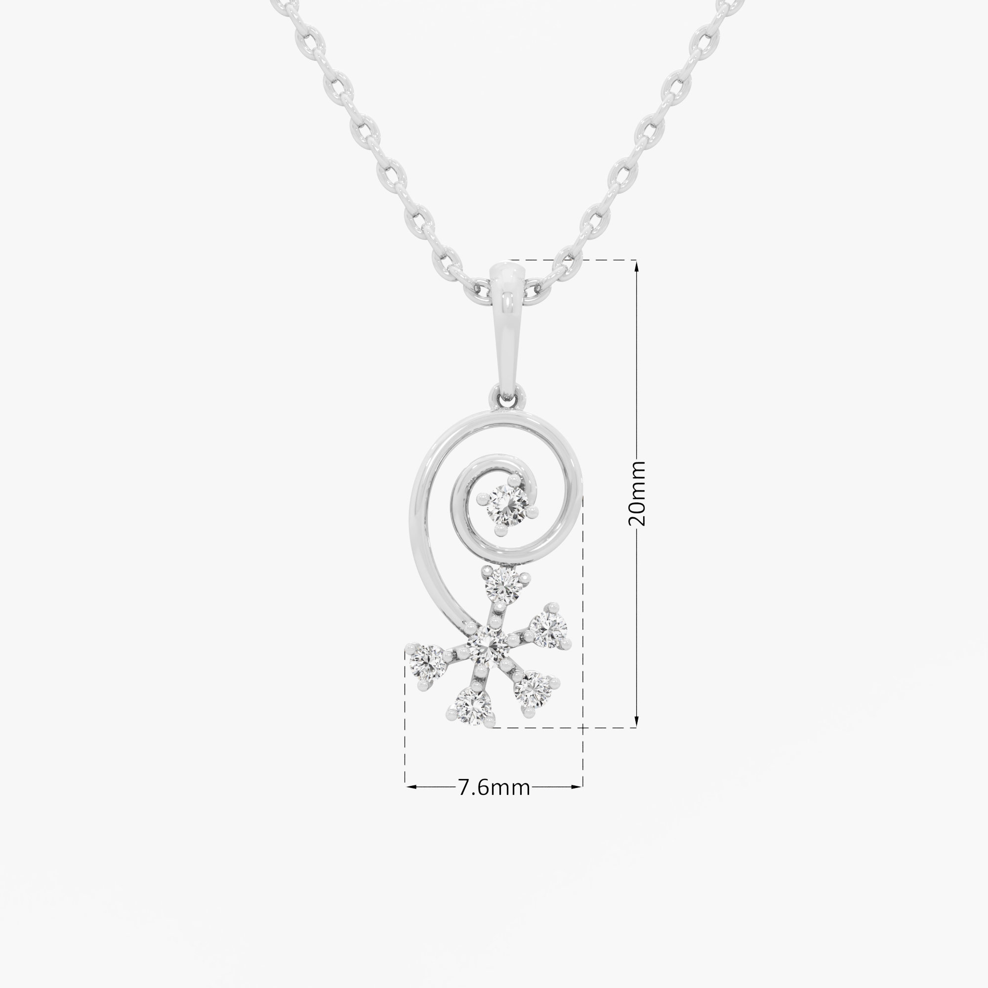 Glimmering Spiral Drops Pendants | Individual Pendant in 9KT White Gold (Diamond Quality: EF-VVS VS)