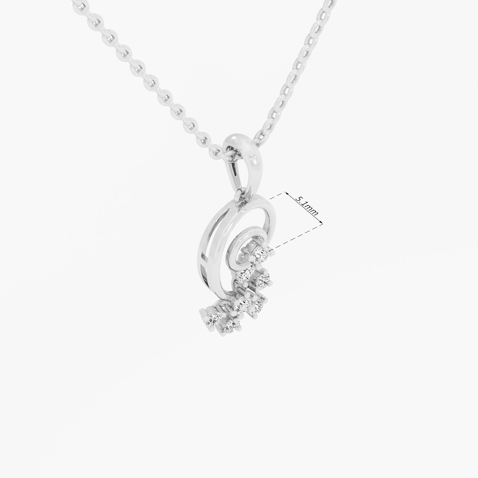 Glimmering Spiral Drops Pendants | Individual Pendant in 9KT White Gold (Diamond Quality: EF-VVS VS)