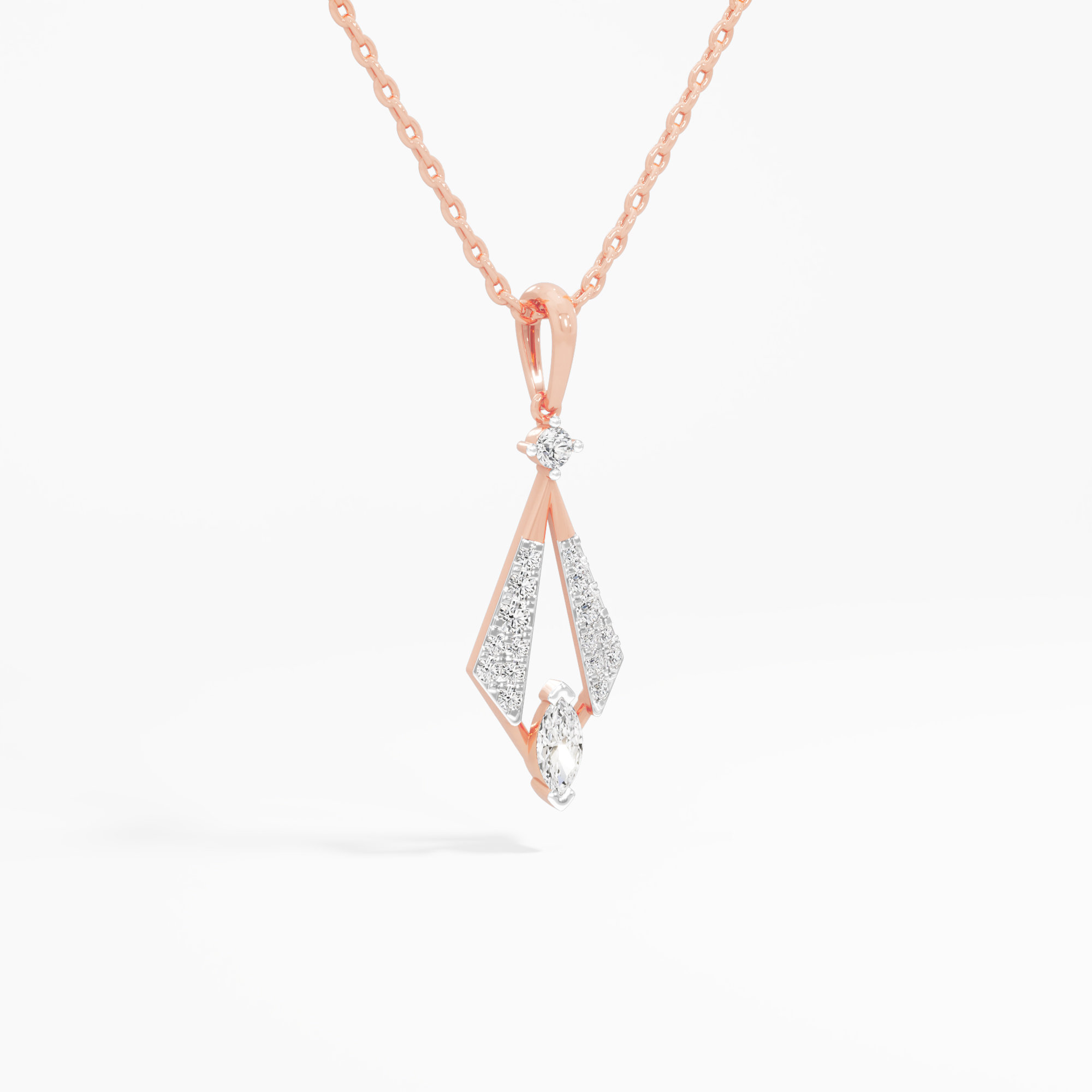 Glimmering Rhombus Drops Pendants | Pendant Only (Chain Sold Separately) in 9KT Rose Gold (Diamond Quality: FG-VVS VS)