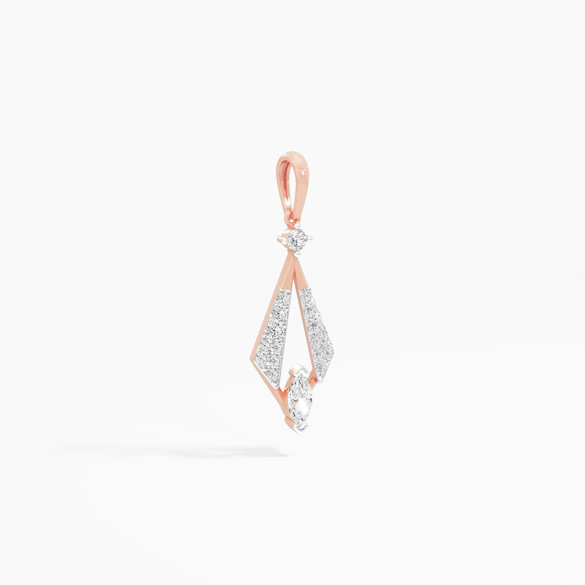 Glimmering Rhombus Drops Pendants | Pendant Only (Chain Sold Separately) in 9KT Rose Gold (Diamond Quality: FG-VVS VS)