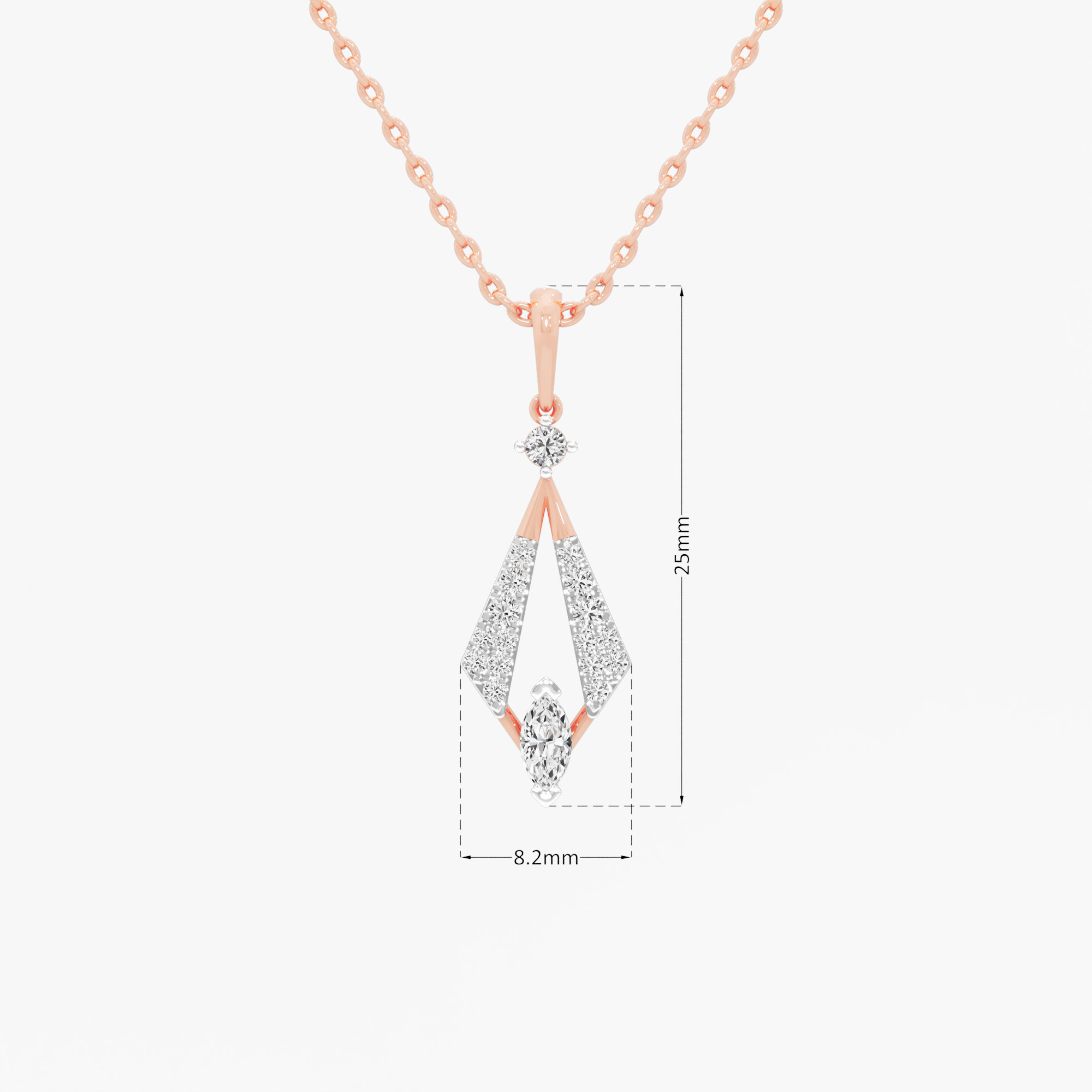 Glimmering Rhombus Drops Pendants | Pendant Only (Chain Sold Separately) in 9KT Rose Gold (Diamond Quality: FG-VVS VS)