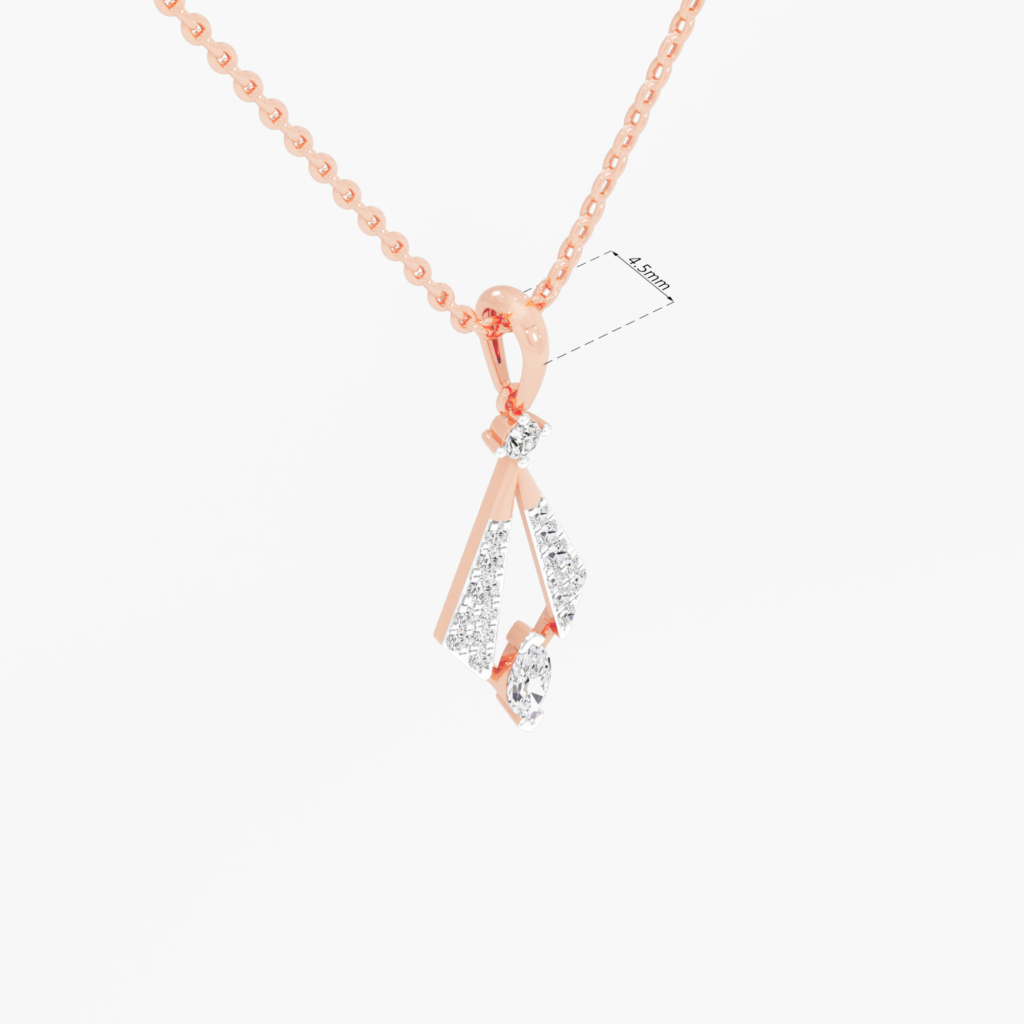 Glimmering Rhombus Drops Pendants | Pendant Only (Chain Sold Separately) in 9KT Rose Gold (Diamond Quality: FG-VVS VS)