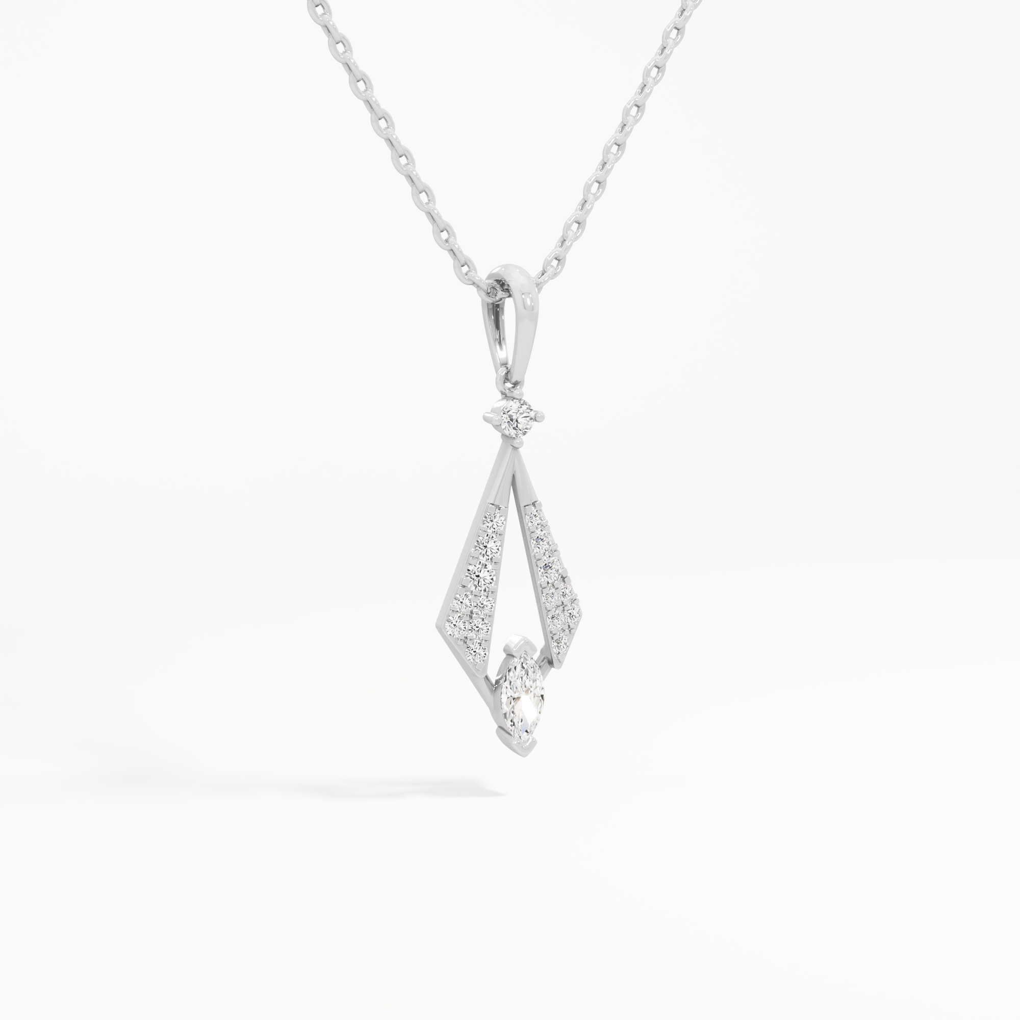 Glimmering Rhombus Drops Pendants | Pendant Only in 9KT White Gold (Diamond Quality: FG-VVS VS)