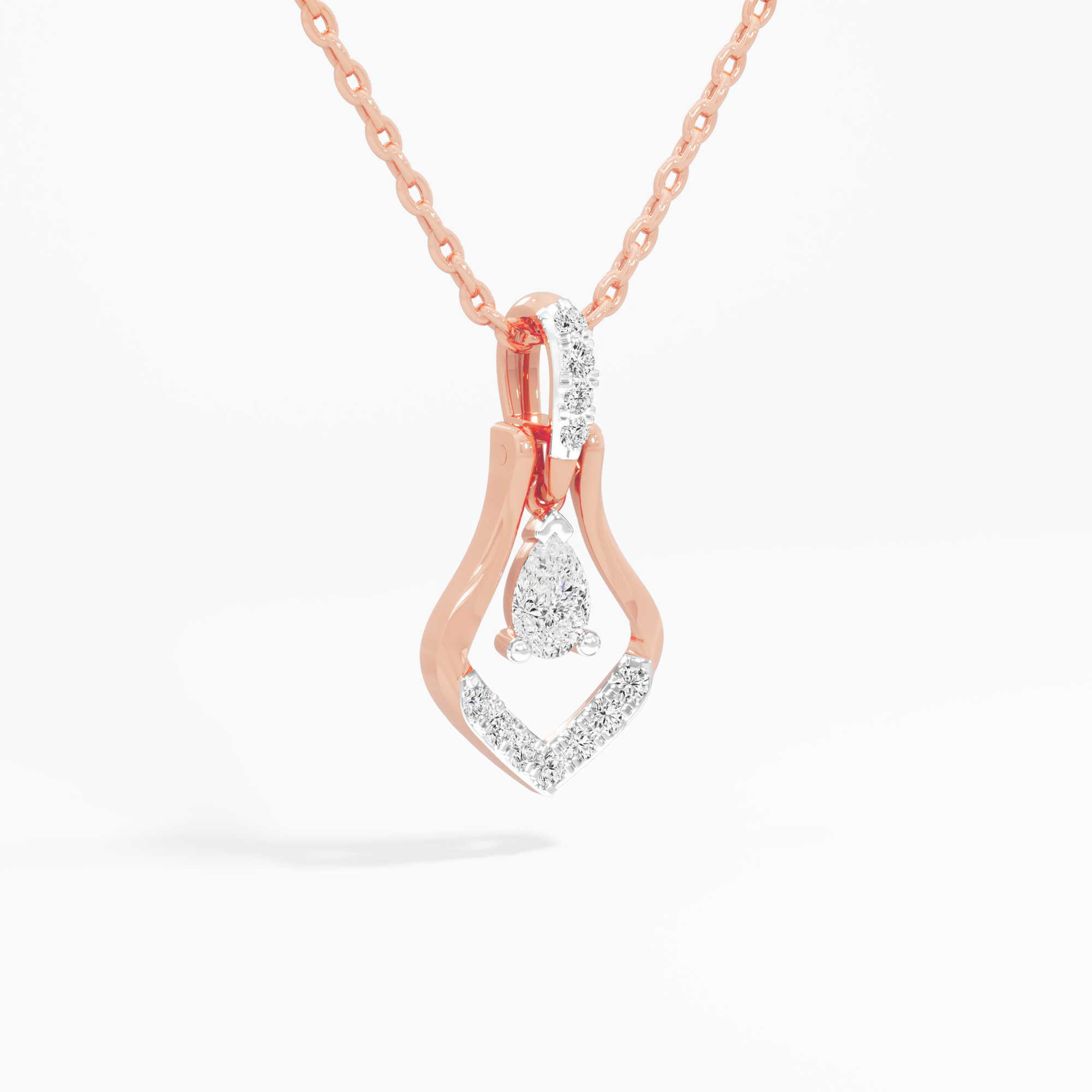 Fluid Radiance Drops Pendants | Individual Pendant in 9KT Rose Gold (Diamond Quality: FG-VVS VS)
