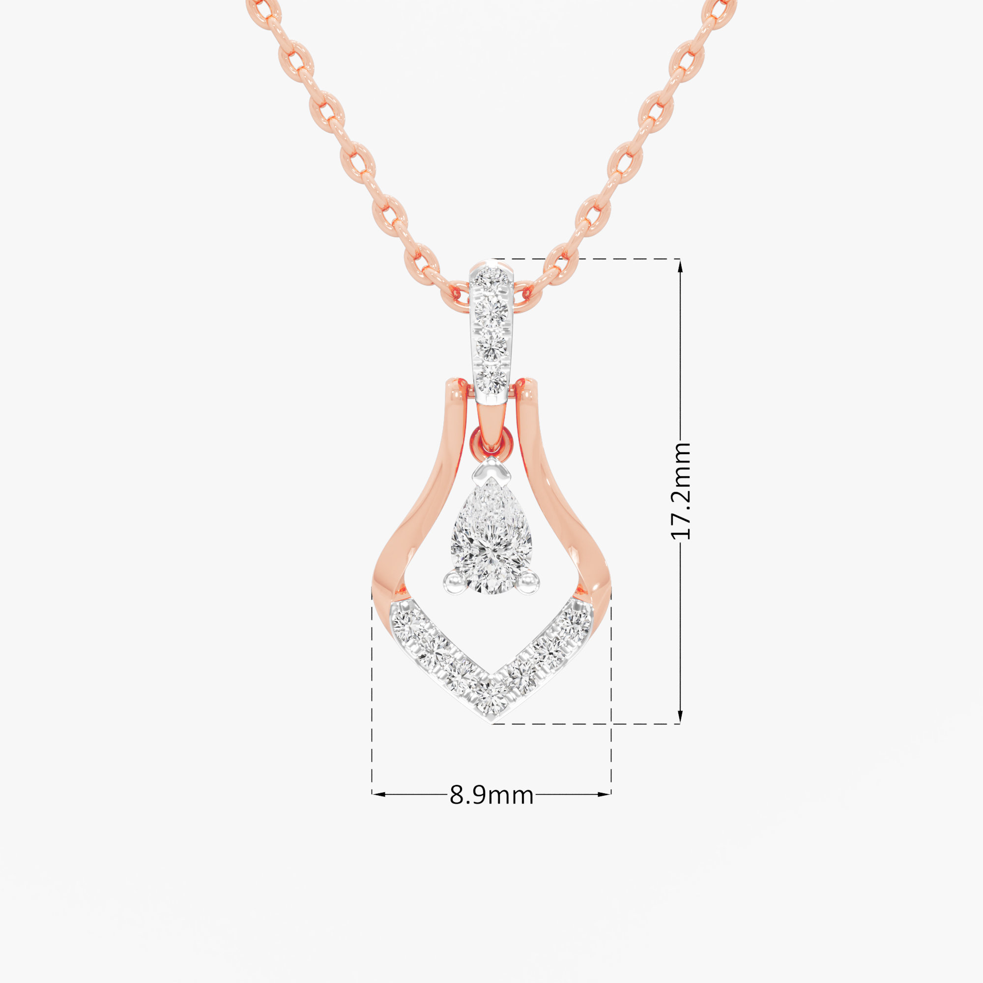 Fluid Radiance Drops Pendants | Individual Pendant in 9KT Rose Gold (Diamond Quality: FG-VVS VS)