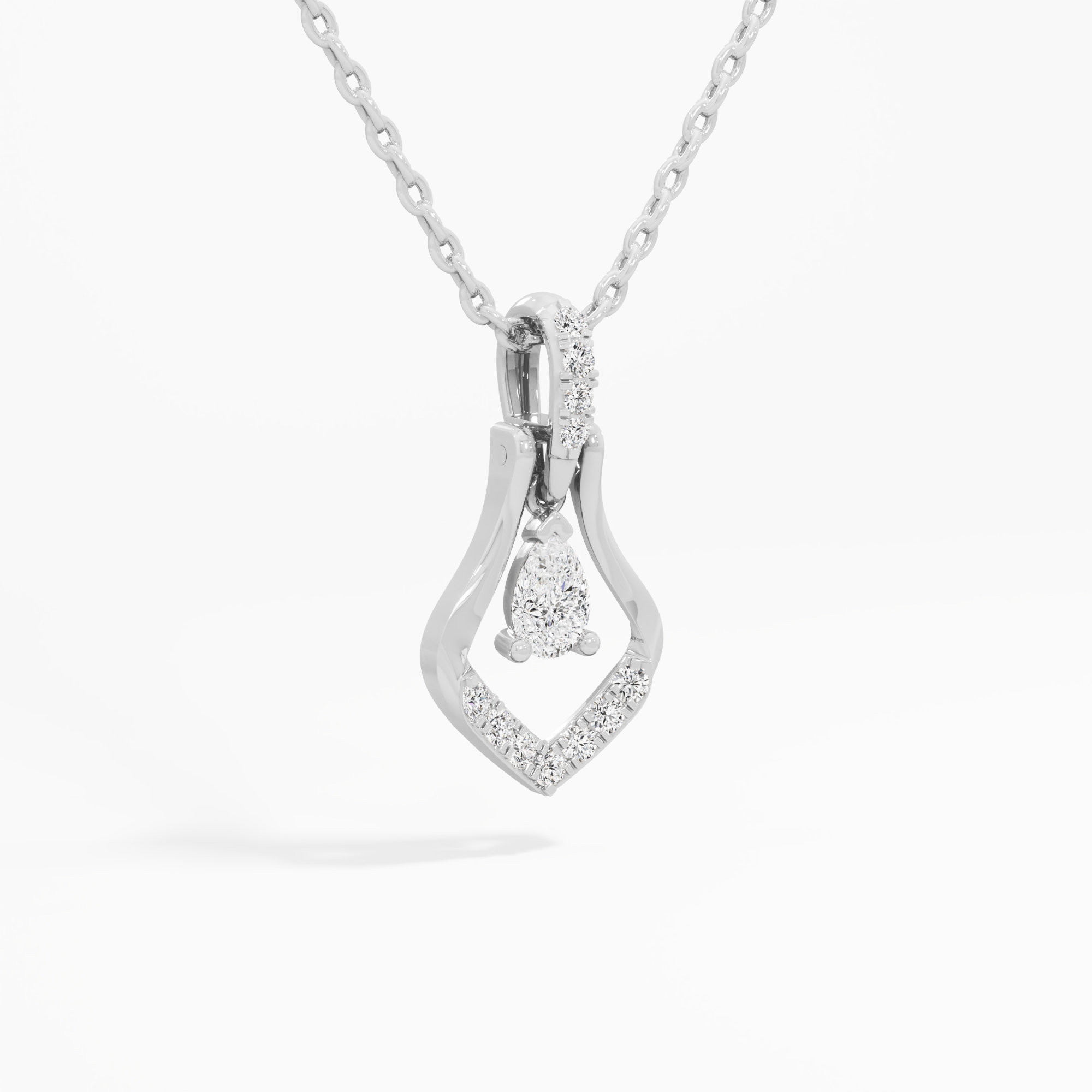 Fluid Radiance Drops Pendants | Pendant Only in 9KT White Gold (Diamond Quality: FG-VVS VS)