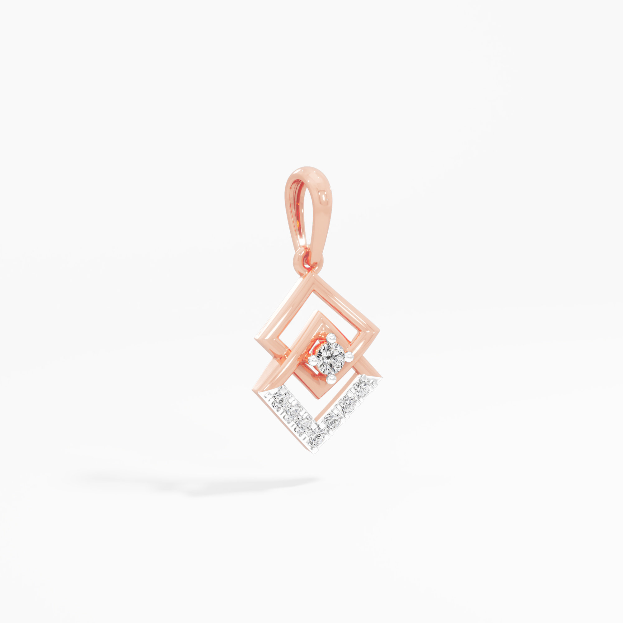 Geometric Glow Drops Pendants | Chain Available Separately in 9KT Rose Gold (Diamond Quality: EF-VVS VS)