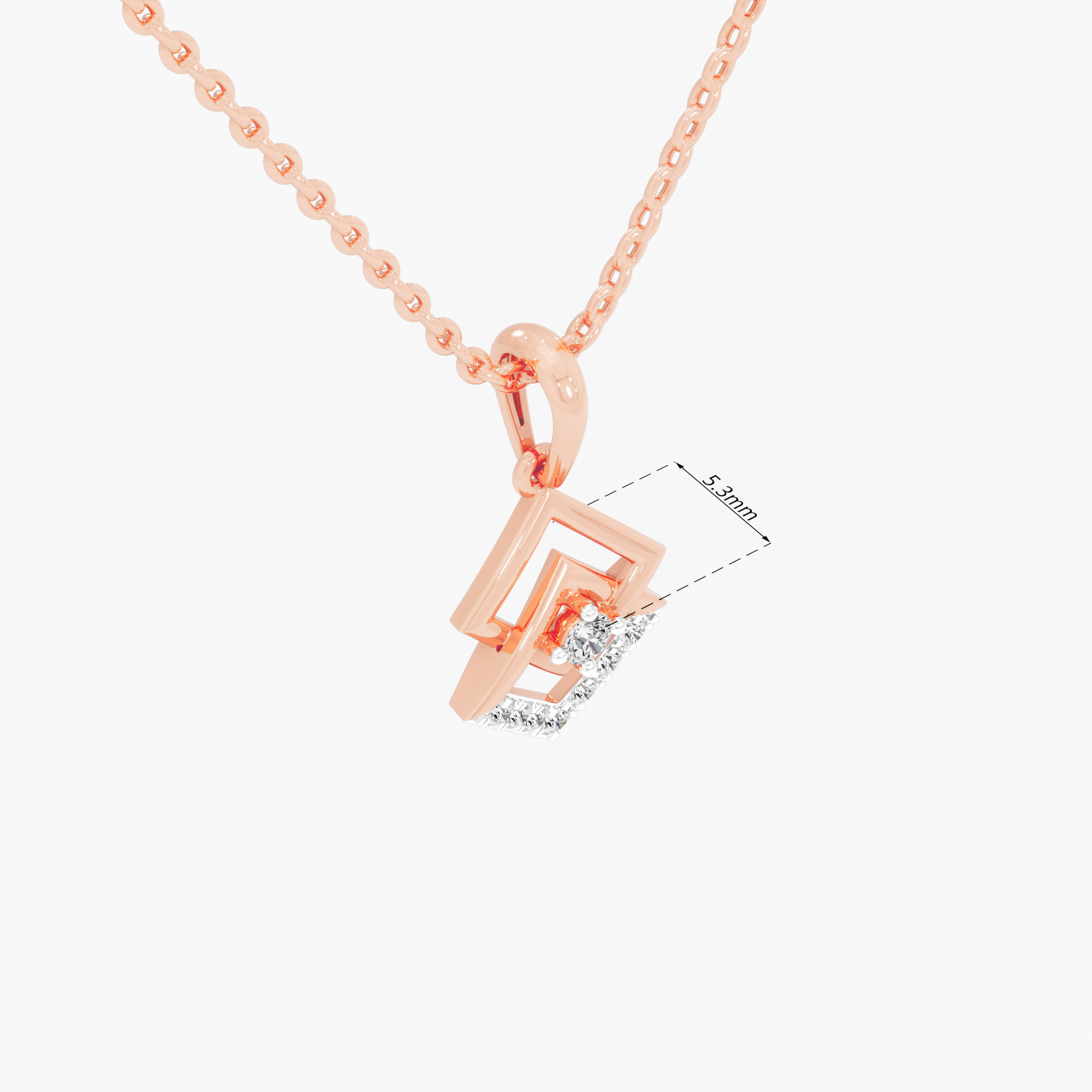 Geometric Glow Drops Pendants | Chain Available Separately in 9KT Rose Gold (Diamond Quality: EF-VVS VS)