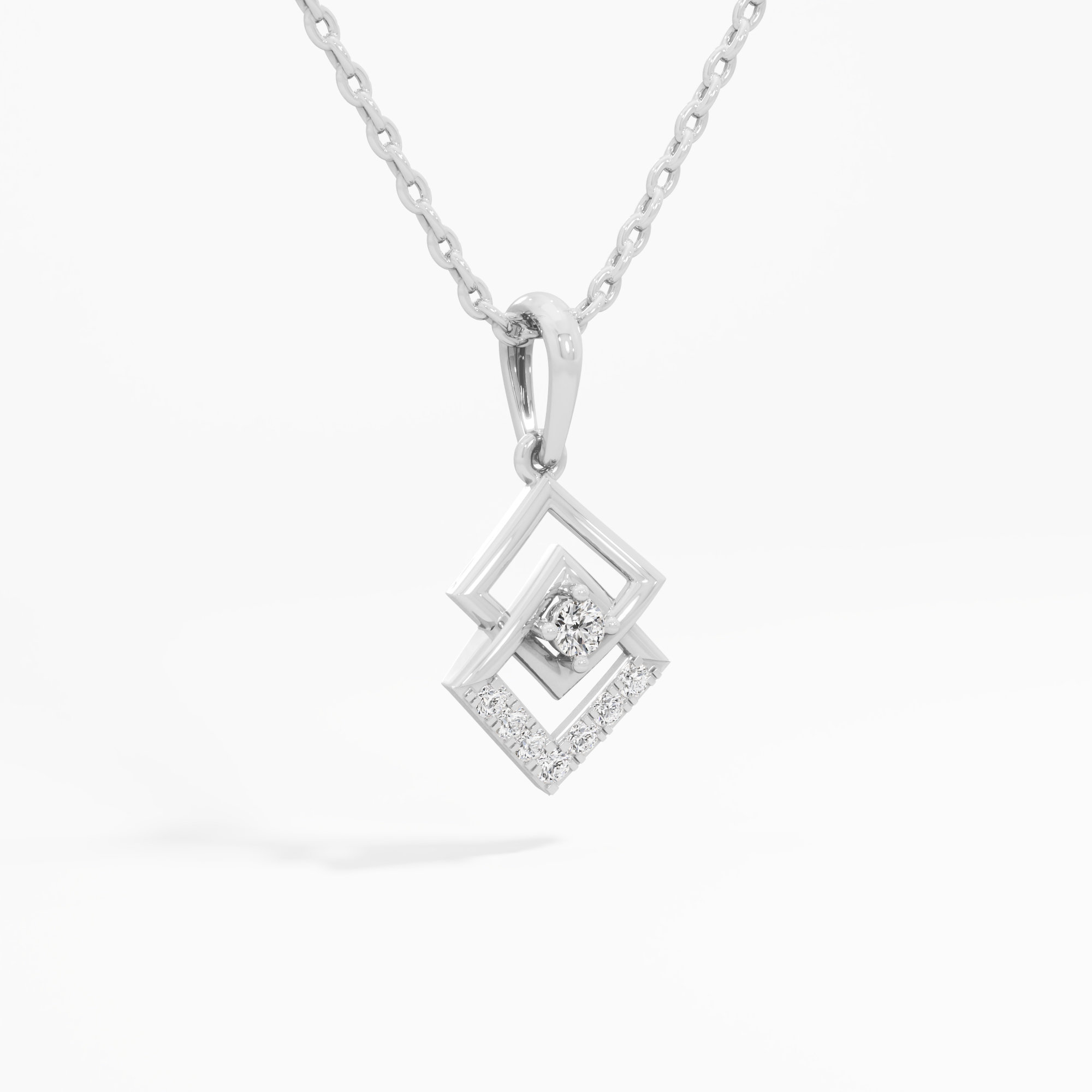 Geometric Glow Drops Pendants | Pendant Only (Chain Sold Separately) in 9KT White Gold (Diamond Quality: EF-VVS VS)