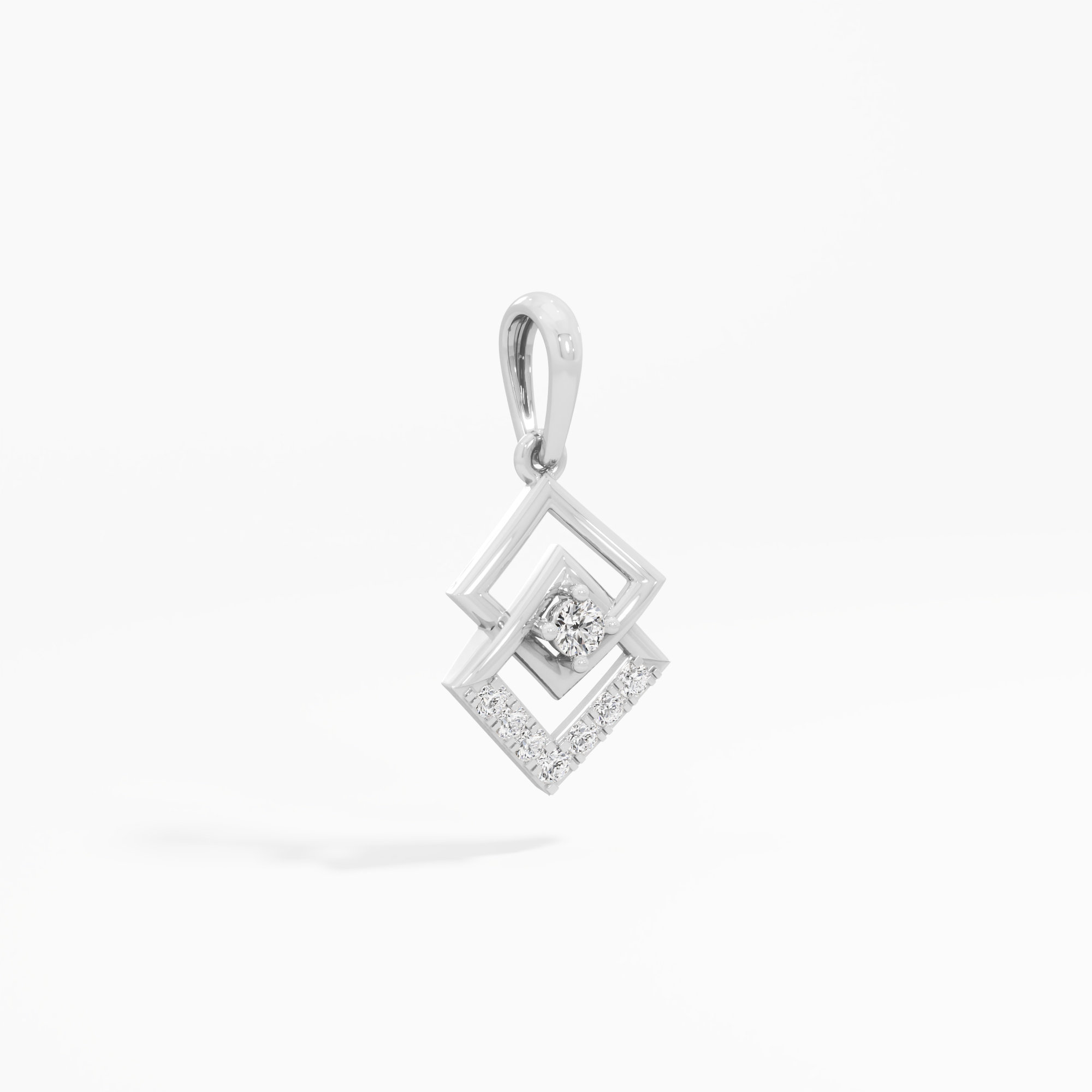 Geometric Glow Drops Pendants | Pendant Only (Chain Sold Separately) in 9KT White Gold (Diamond Quality: EF-VVS VS)