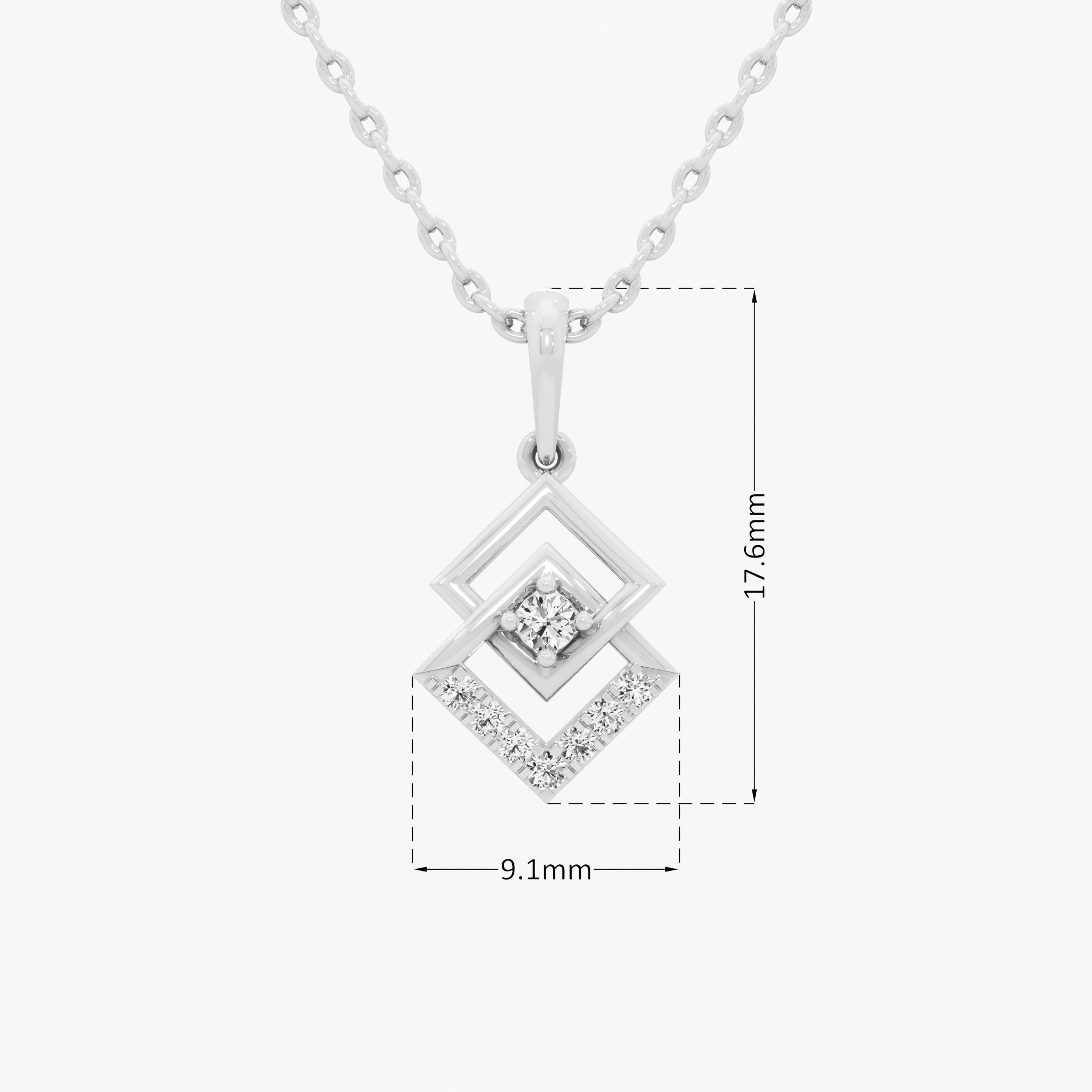 Geometric Glow Drops Pendants | Pendant Only (Chain Sold Separately) in 9KT White Gold (Diamond Quality: EF-VVS VS)