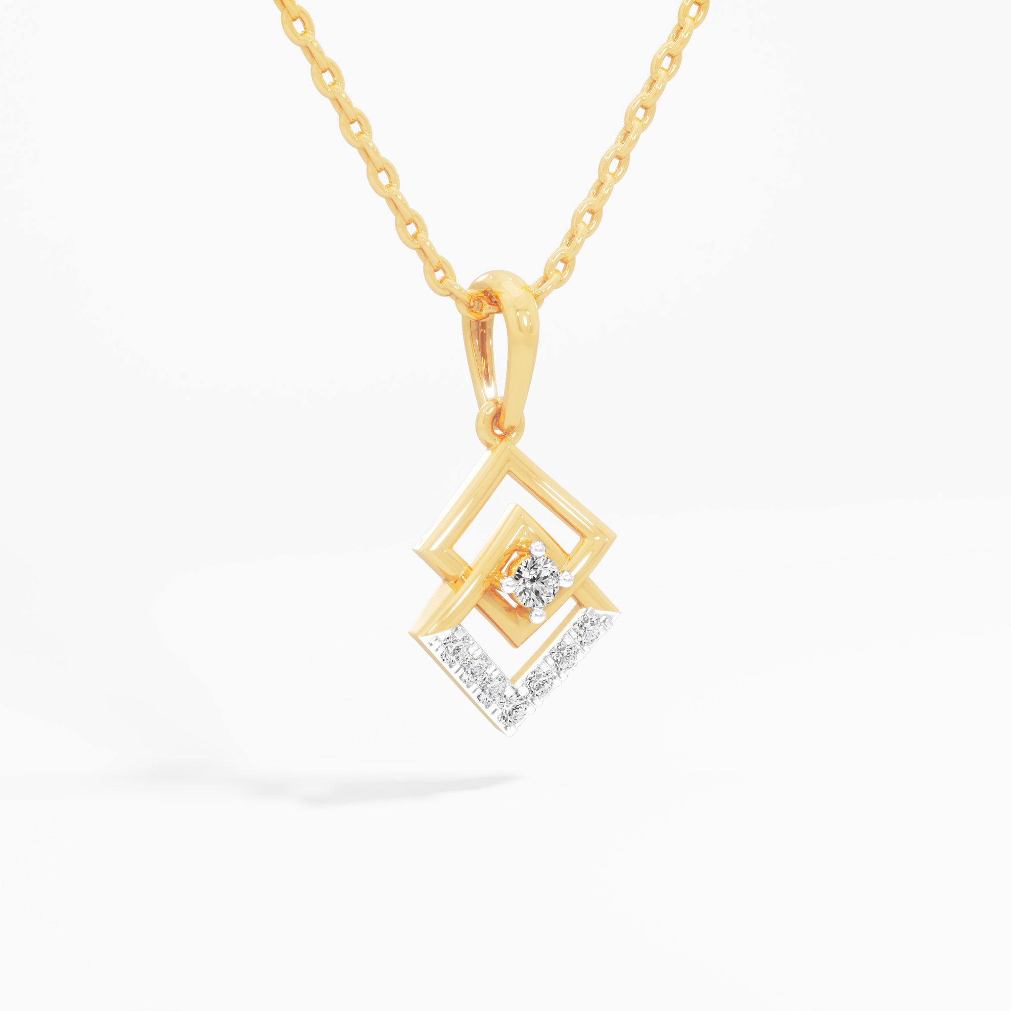 Geometric Glow Drops Pendants | Individual Pendant in 9KT Yellow Gold (Diamond Quality: EF-VVS VS)