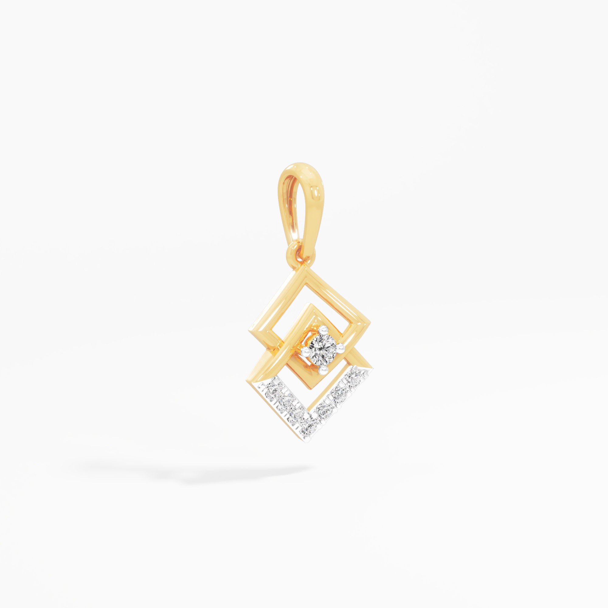 Geometric Glow Drops Pendants | Individual Pendant in 9KT Yellow Gold (Diamond Quality: EF-VVS VS)