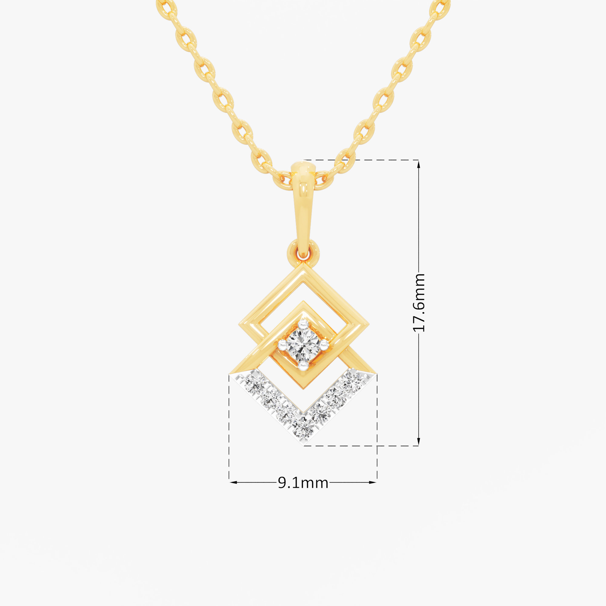 Geometric Glow Drops Pendants | Individual Pendant in 9KT Yellow Gold (Diamond Quality: EF-VVS VS)