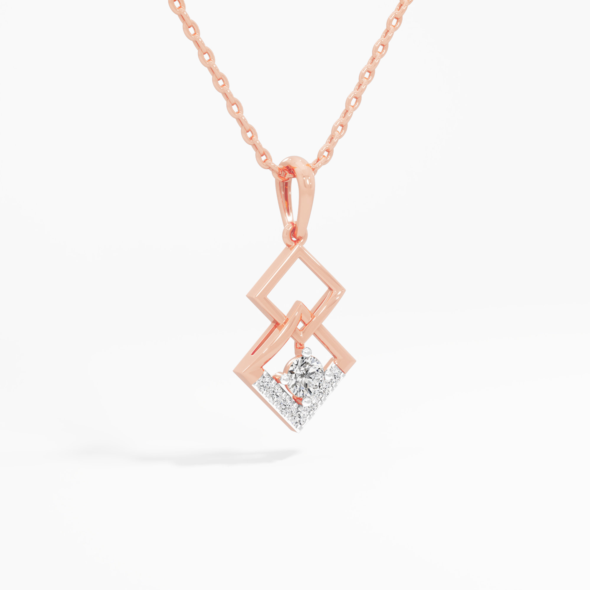 Interlaced Spark Charms Pendants | Individual Pendant in 9KT Rose Gold (Diamond Quality: EF-VVS VS)