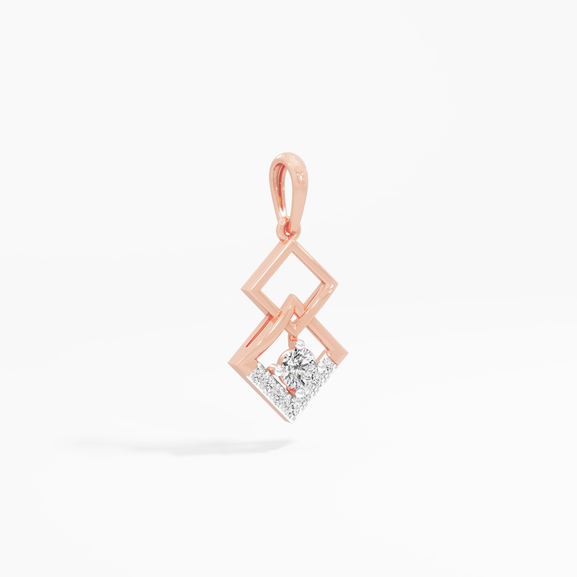 Interlaced Spark Charms Pendants | Individual Pendant in 9KT Rose Gold (Diamond Quality: EF-VVS VS)