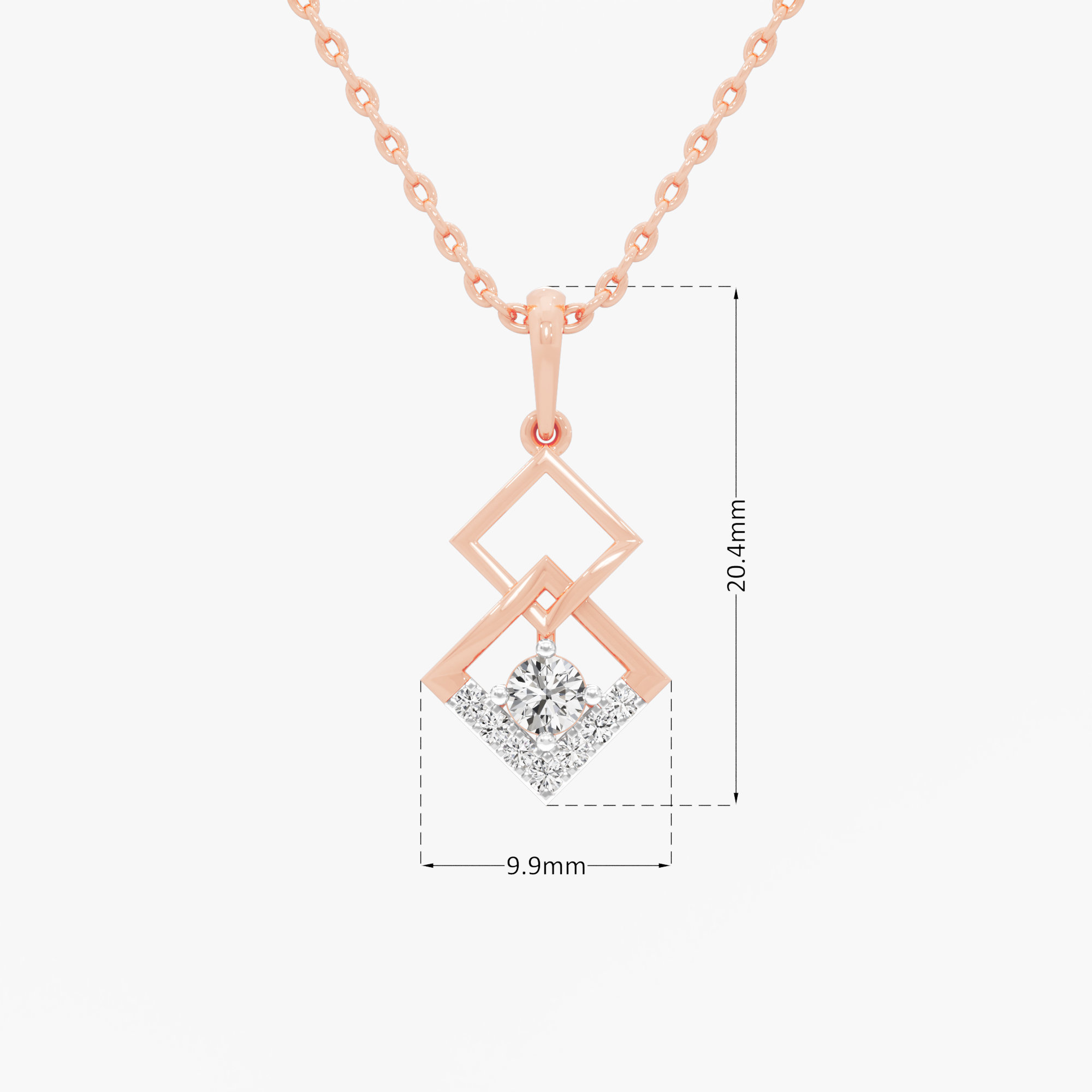 Interlaced Spark Charms Pendants | Individual Pendant in 9KT Rose Gold (Diamond Quality: EF-VVS VS)