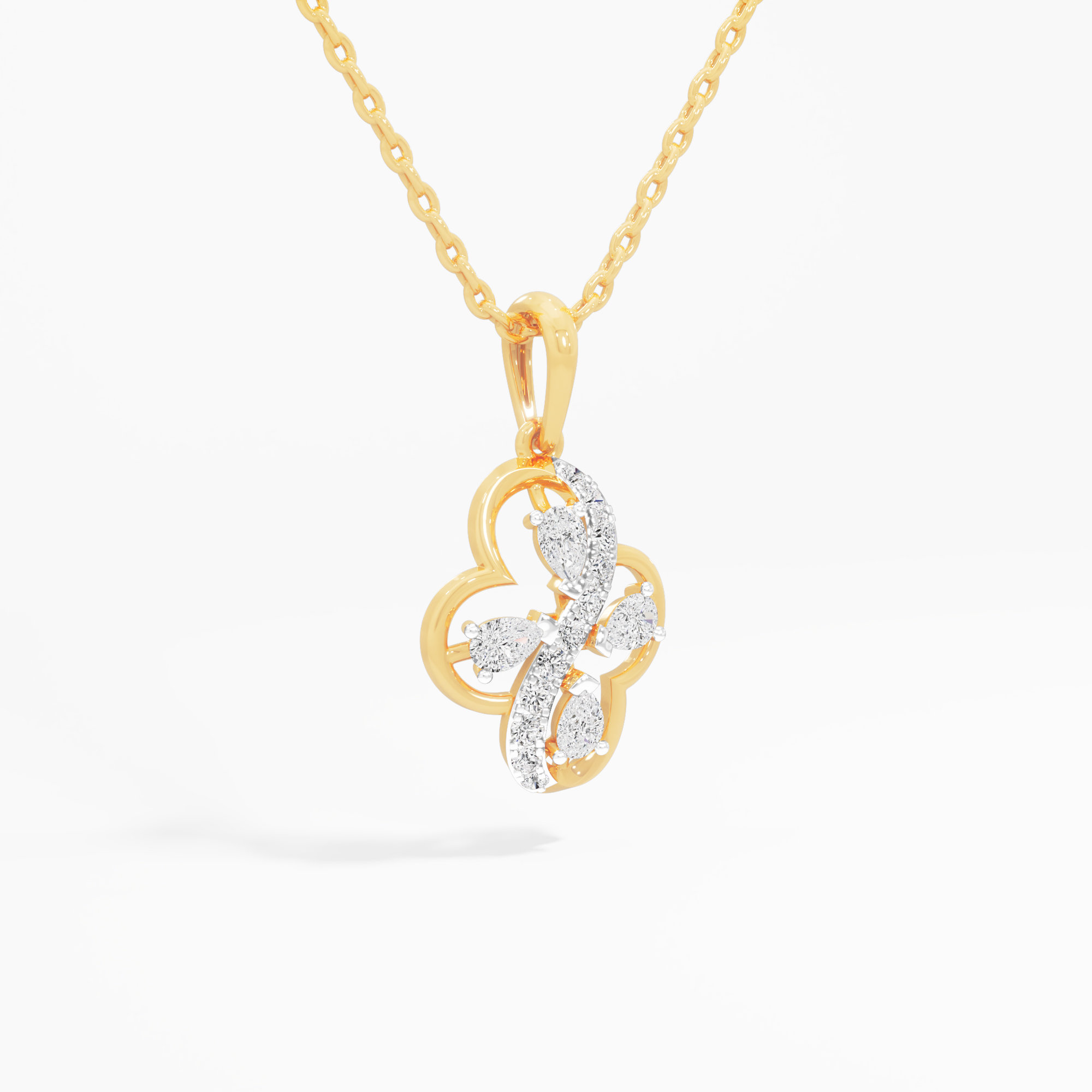 Fortune Bloom Diamond Pendant | Chain Available Separately in 9KT Yellow Gold (Diamond Quality: FG-VVS VS)