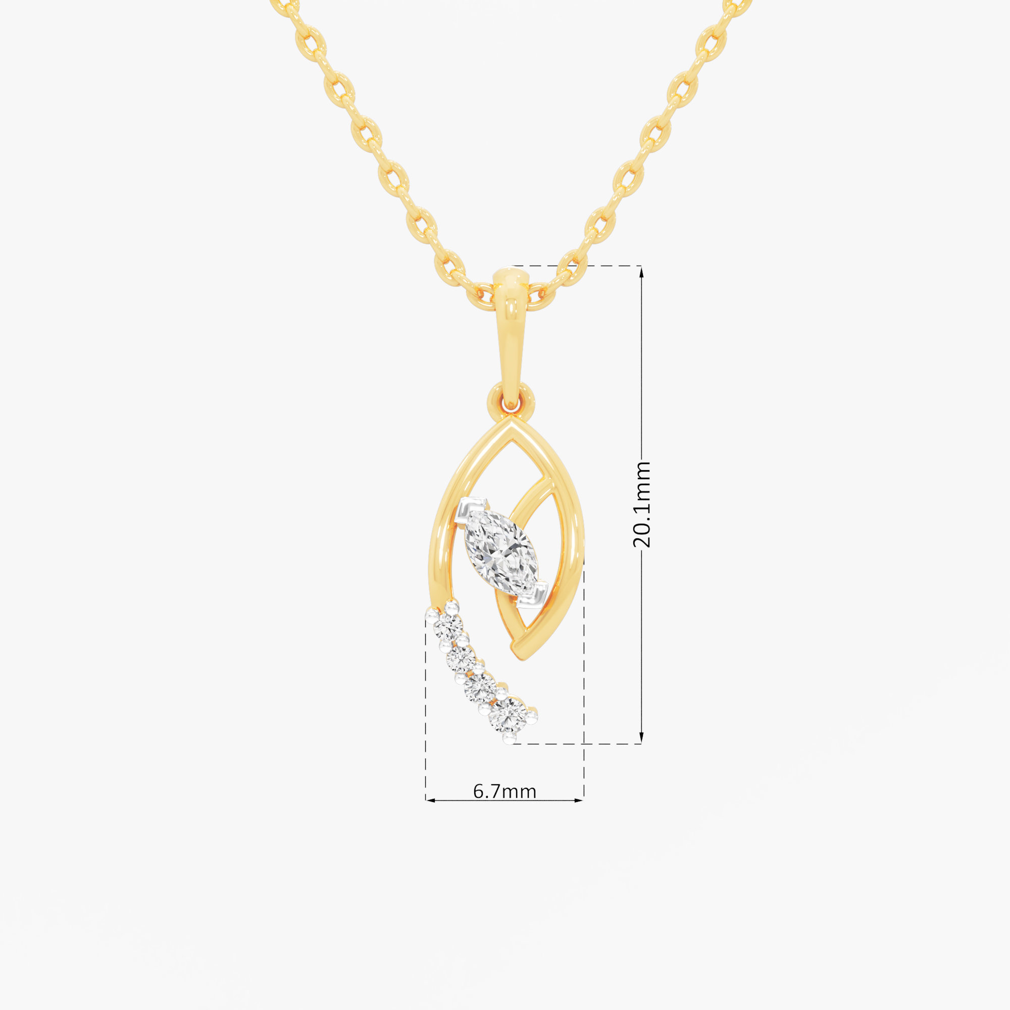 Leaflet Sparkle Diamond Pendant | Pendant Only (Chain Sold Separately) in 9KT Yellow Gold (Diamond Quality: FG-VVS VS)