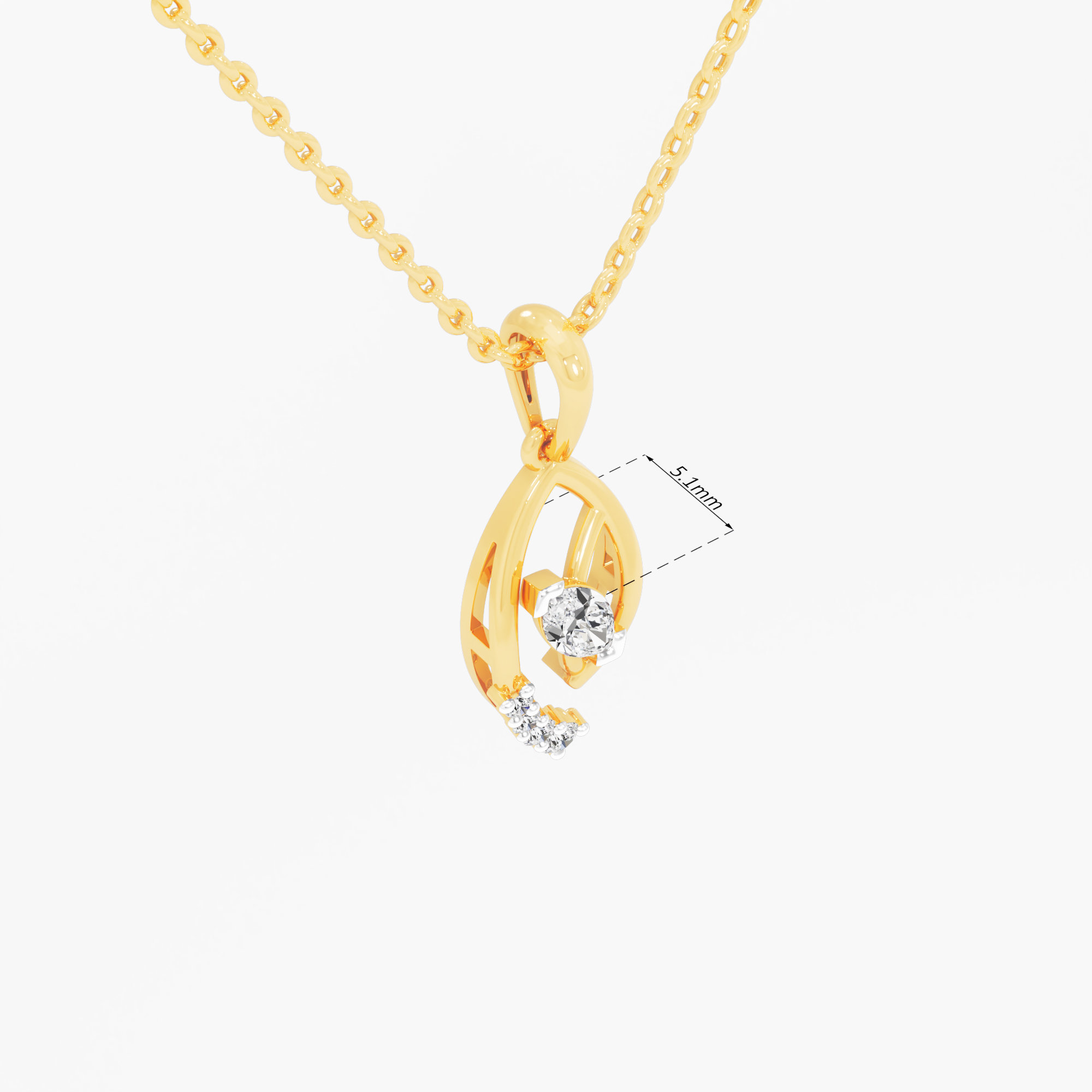 Leaflet Sparkle Diamond Pendant | Pendant Only (Chain Sold Separately) in 9KT Yellow Gold (Diamond Quality: FG-VVS VS)