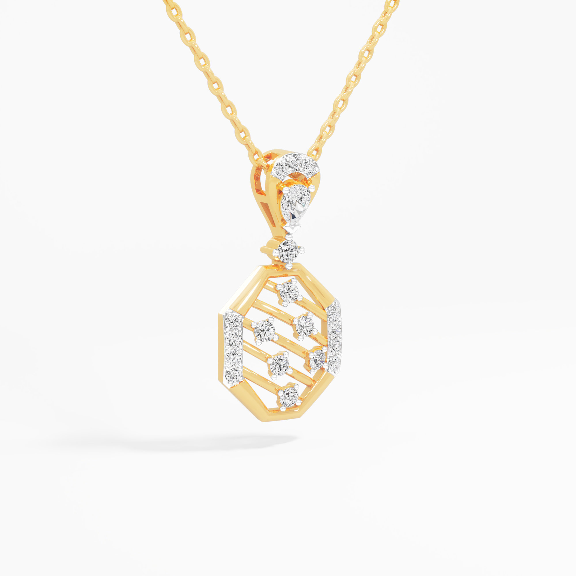 Facet Weave Diamond Pendant | Individual Pendant in 9KT Yellow Gold (Diamond Quality: FG-VVS VS)