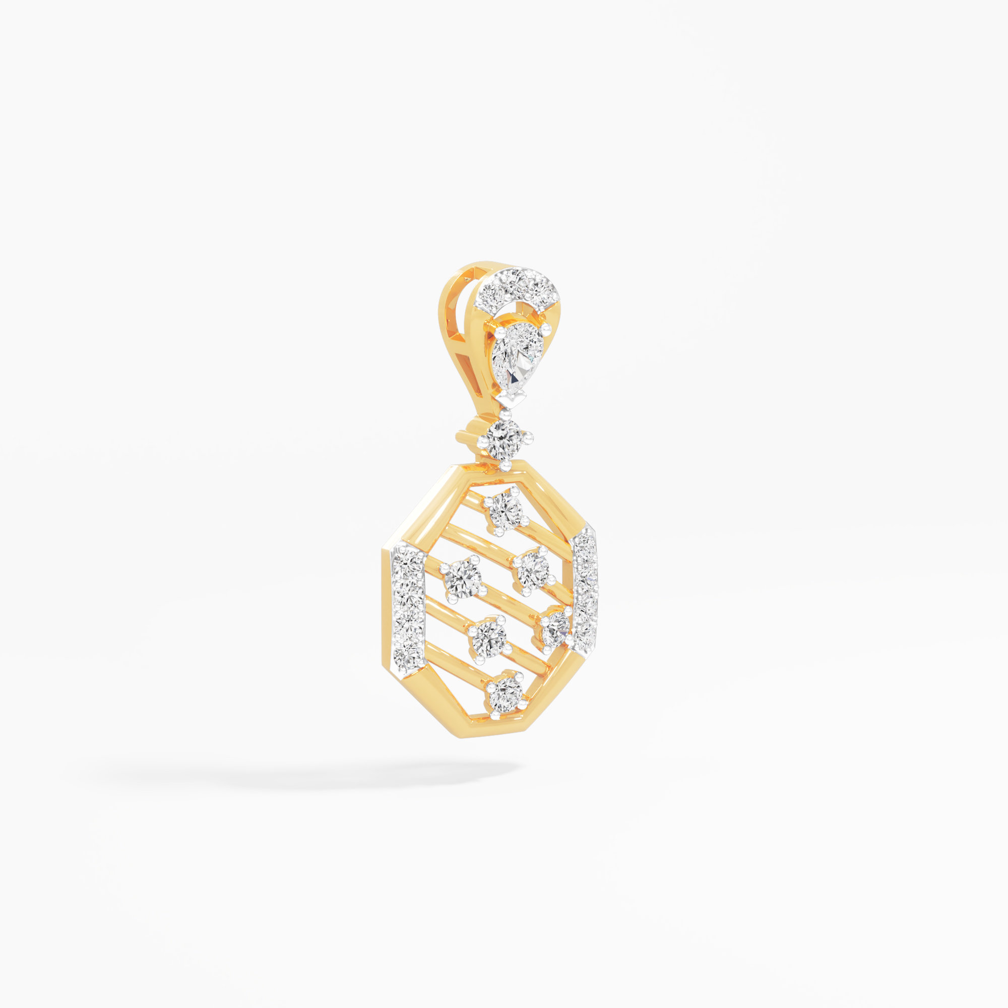 Facet Weave Diamond Pendant | Individual Pendant in 9KT Yellow Gold (Diamond Quality: FG-VVS VS)