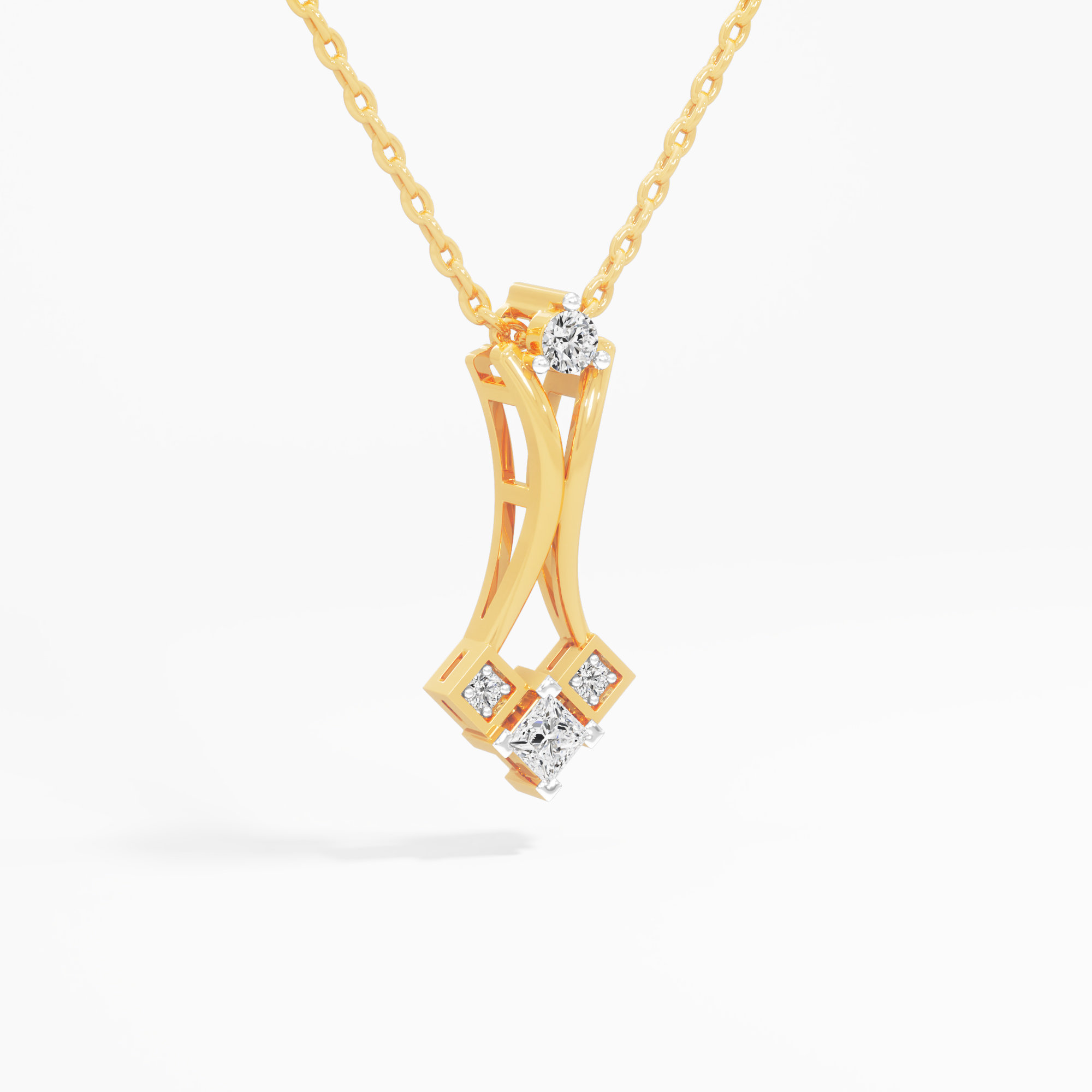 Stellar Flow Diamond Pendant | Individual Pendant in 9KT Yellow Gold (Diamond Quality: FG-VVS VS)