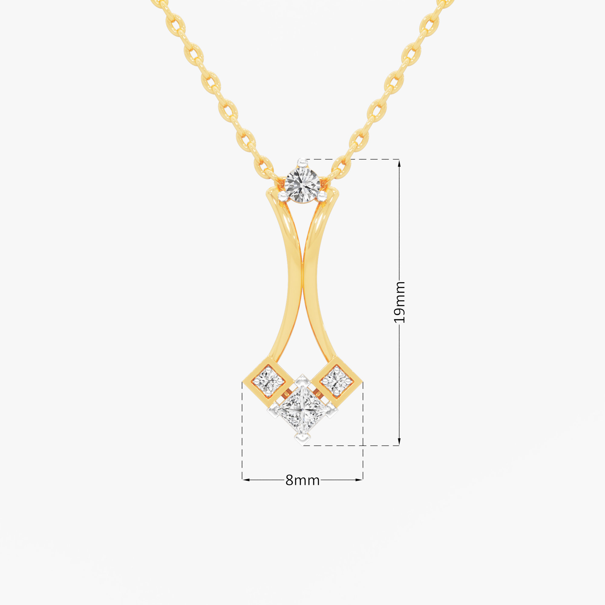 Stellar Flow Diamond Pendant | Individual Pendant in 9KT Yellow Gold (Diamond Quality: FG-VVS VS)