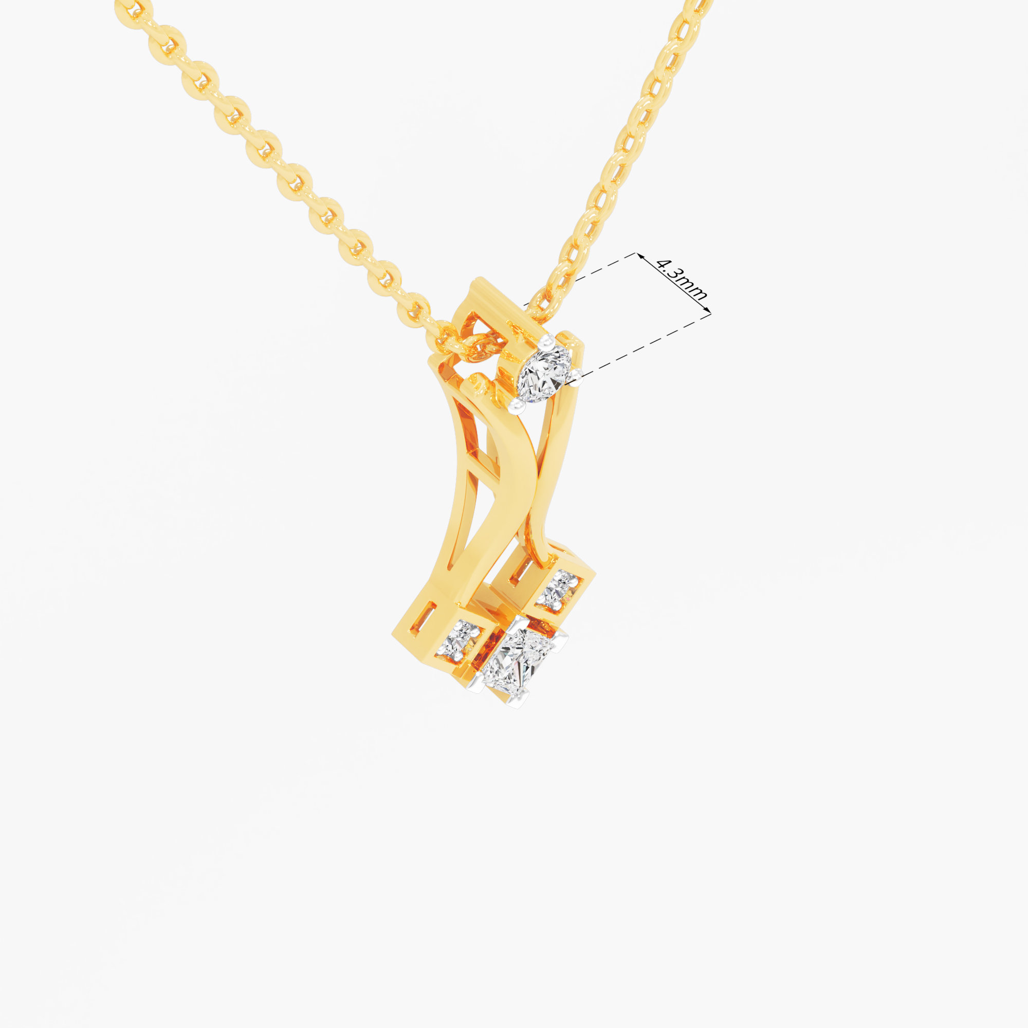 Stellar Flow Diamond Pendant | Individual Pendant in 9KT Yellow Gold (Diamond Quality: FG-VVS VS)