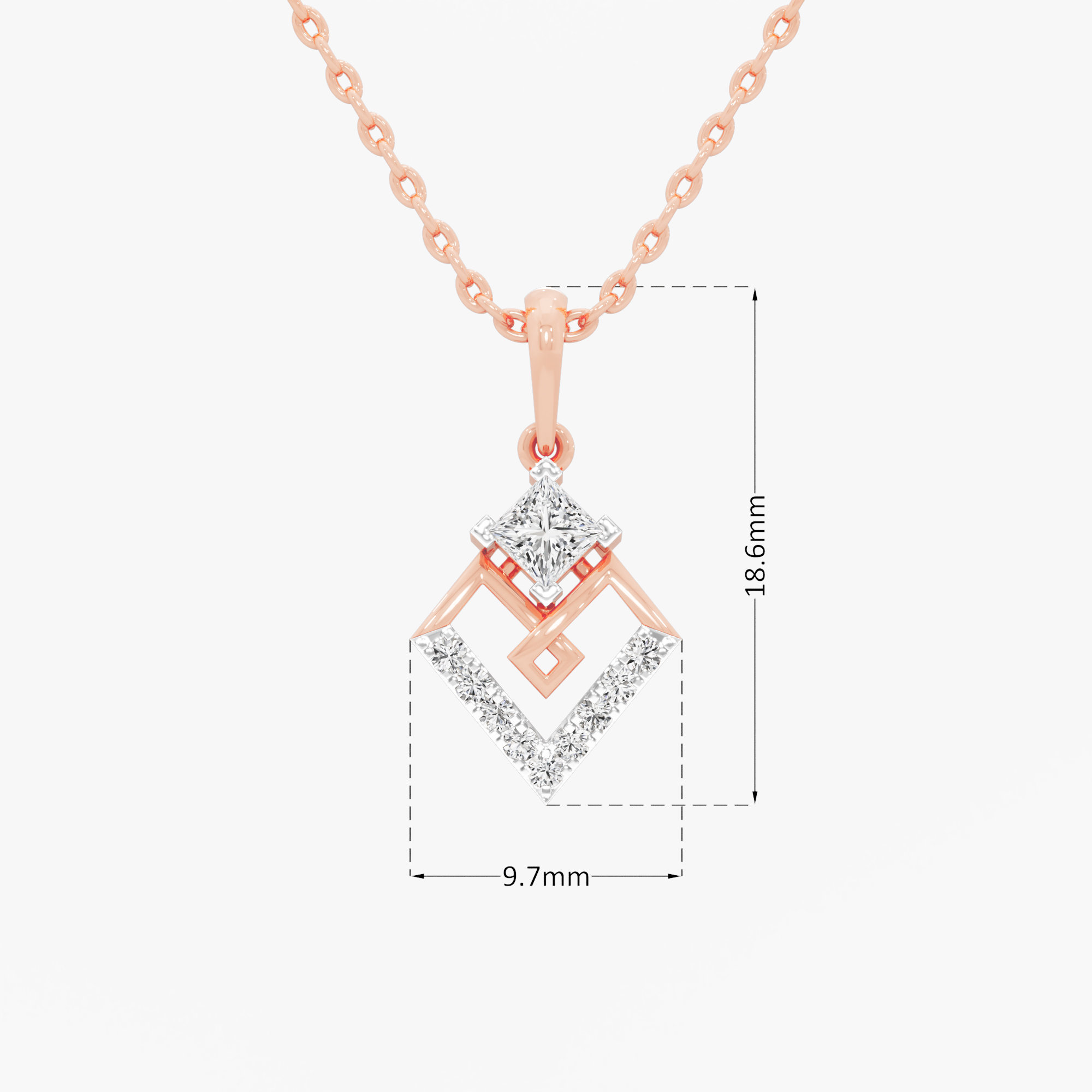 Gilded Interlock Charms Pendants | Pendant Only (Chain Sold Separately) in 9KT Rose Gold (Diamond Quality: FG-VVS VS)