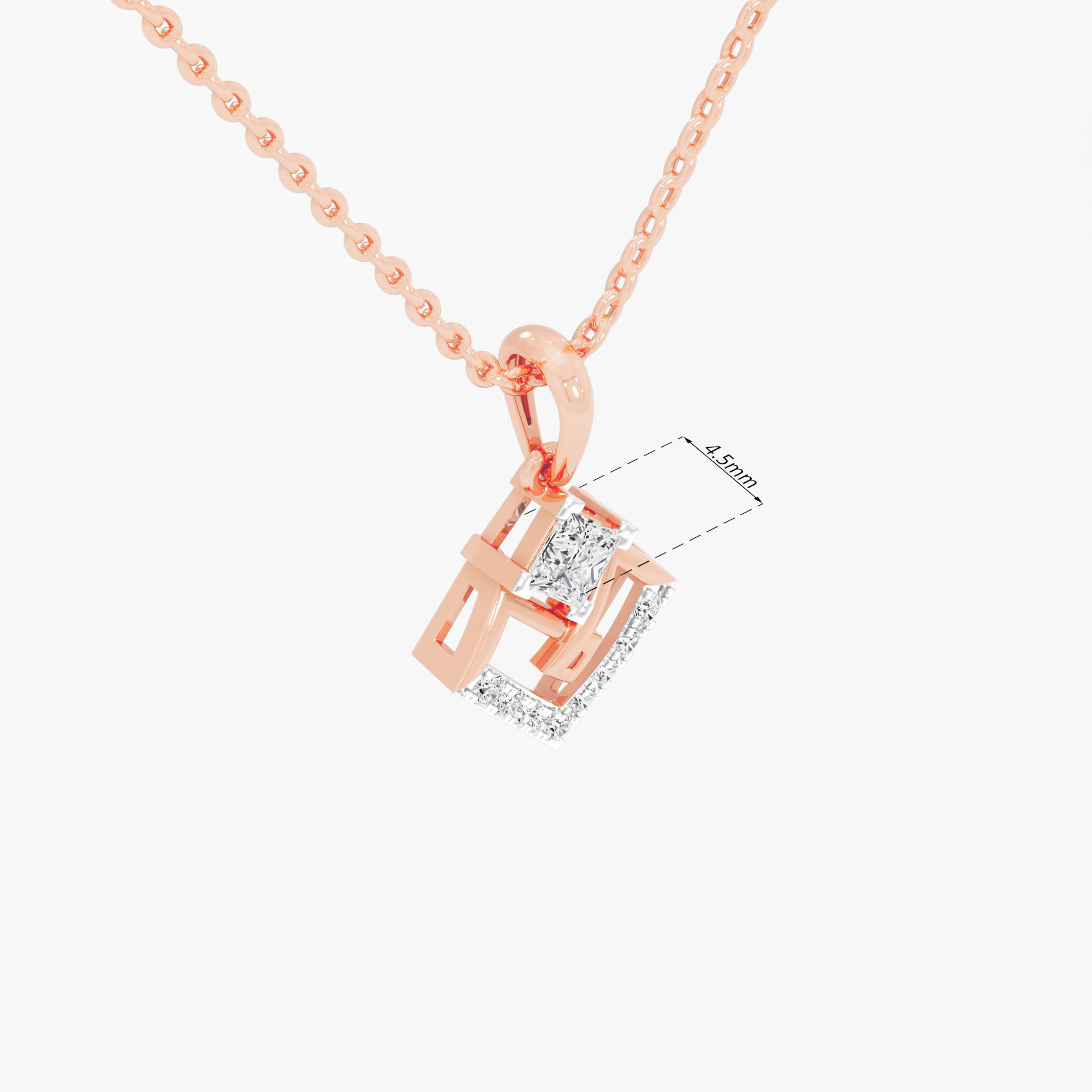Gilded Interlock Charms Pendants | Pendant Only (Chain Sold Separately) in 9KT Rose Gold (Diamond Quality: FG-VVS VS)