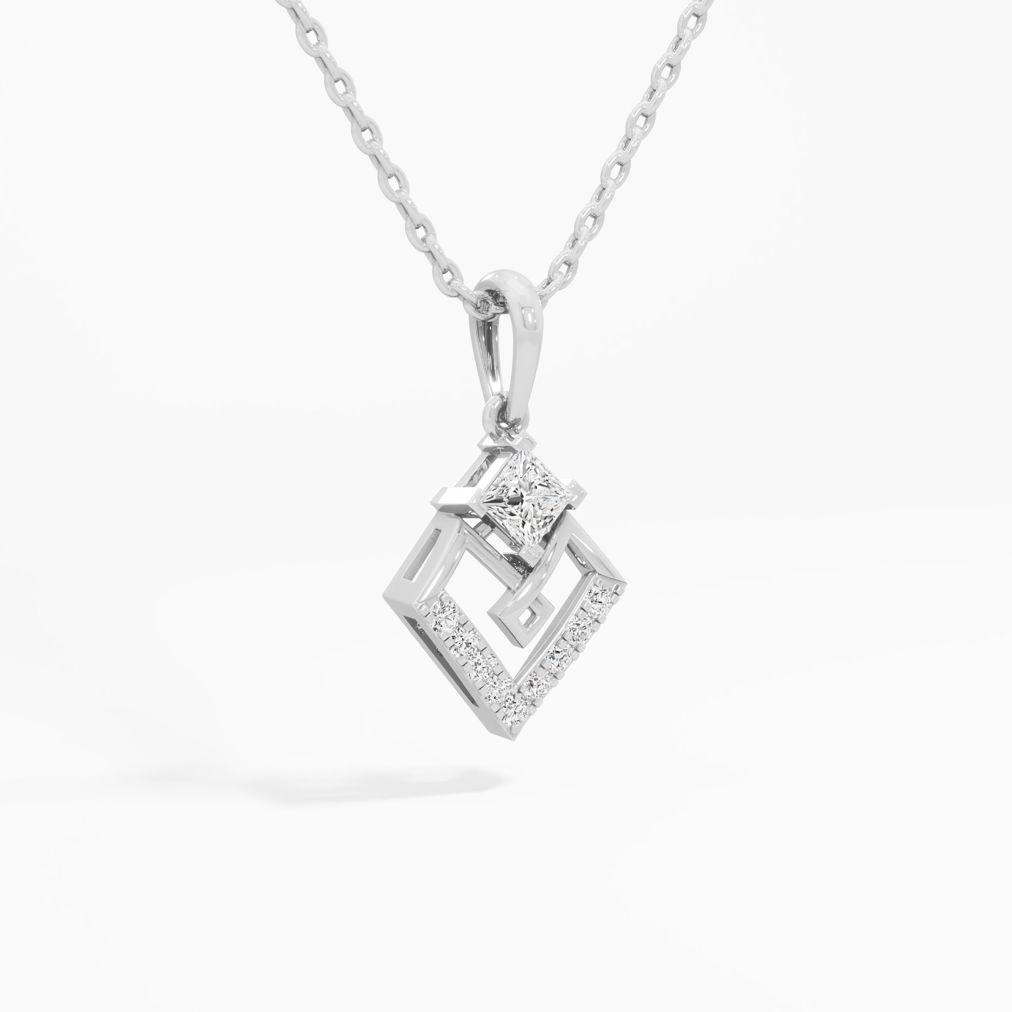 Gilded Interlock Charms Pendants | Chain Available Separately in 9KT White Gold (Diamond Quality: FG-VVS VS)