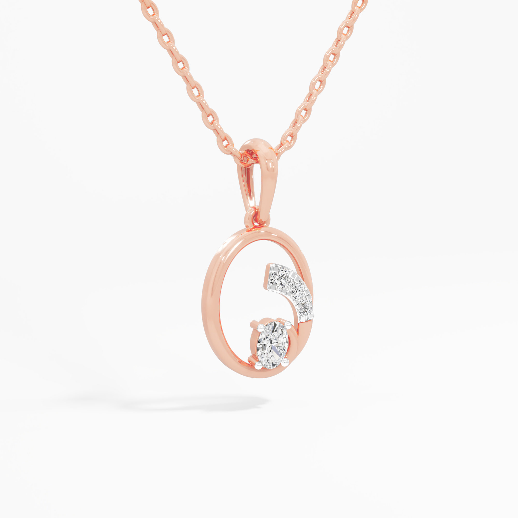 Graceful Arc Charms Pendants | Pendant Only (Chain Sold Separately) in 9KT Rose Gold (Diamond Quality: FG-VVS VS)