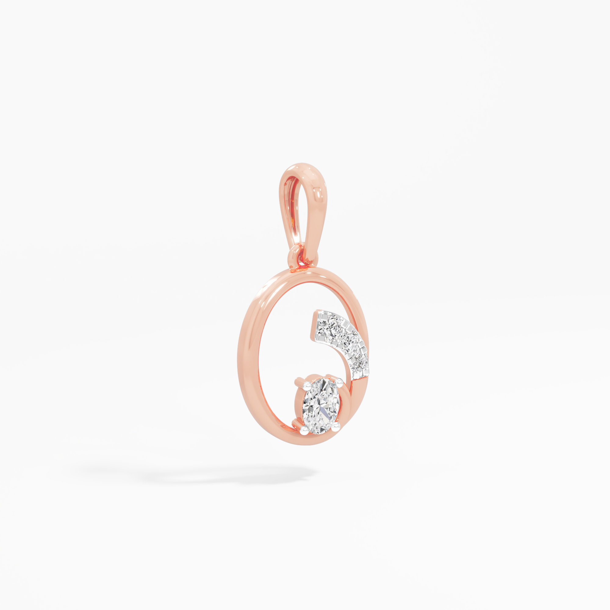 Graceful Arc Charms Pendants | Pendant Only (Chain Sold Separately) in 9KT Rose Gold (Diamond Quality: FG-VVS VS)