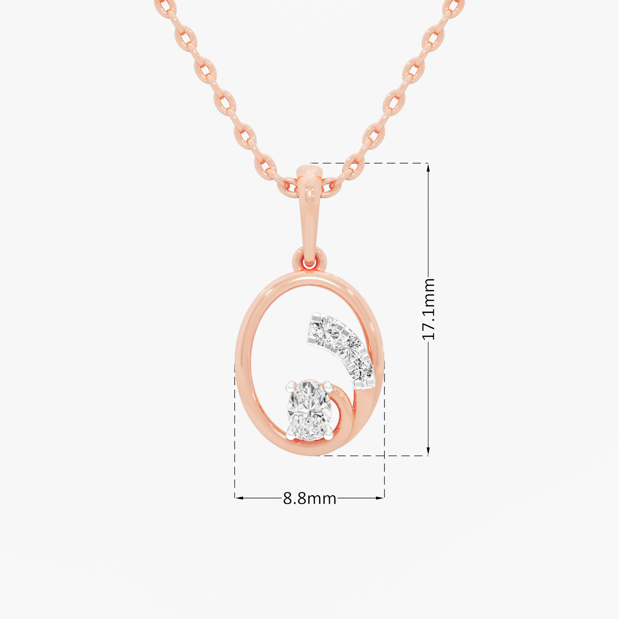 Graceful Arc Charms Pendants | Pendant Only (Chain Sold Separately) in 9KT Rose Gold (Diamond Quality: FG-VVS VS)