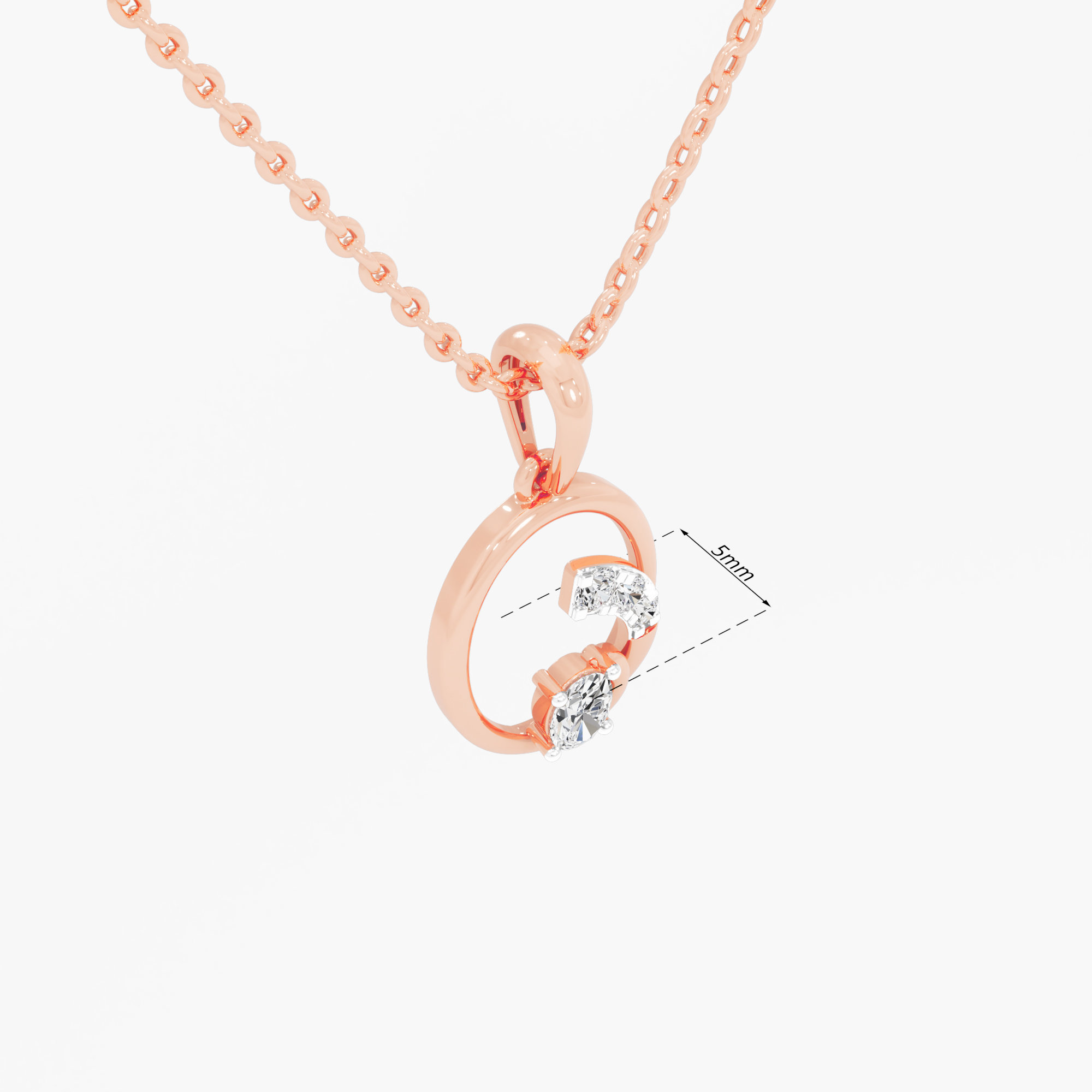 Graceful Arc Charms Pendants | Pendant Only (Chain Sold Separately) in 9KT Rose Gold (Diamond Quality: FG-VVS VS)